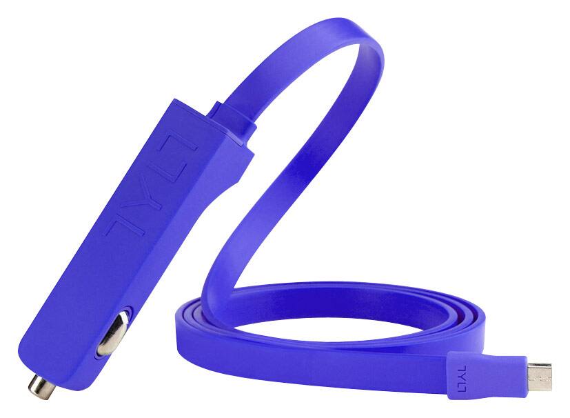 Front. TYLT - RIBBN Vehicle Charger - Blue.