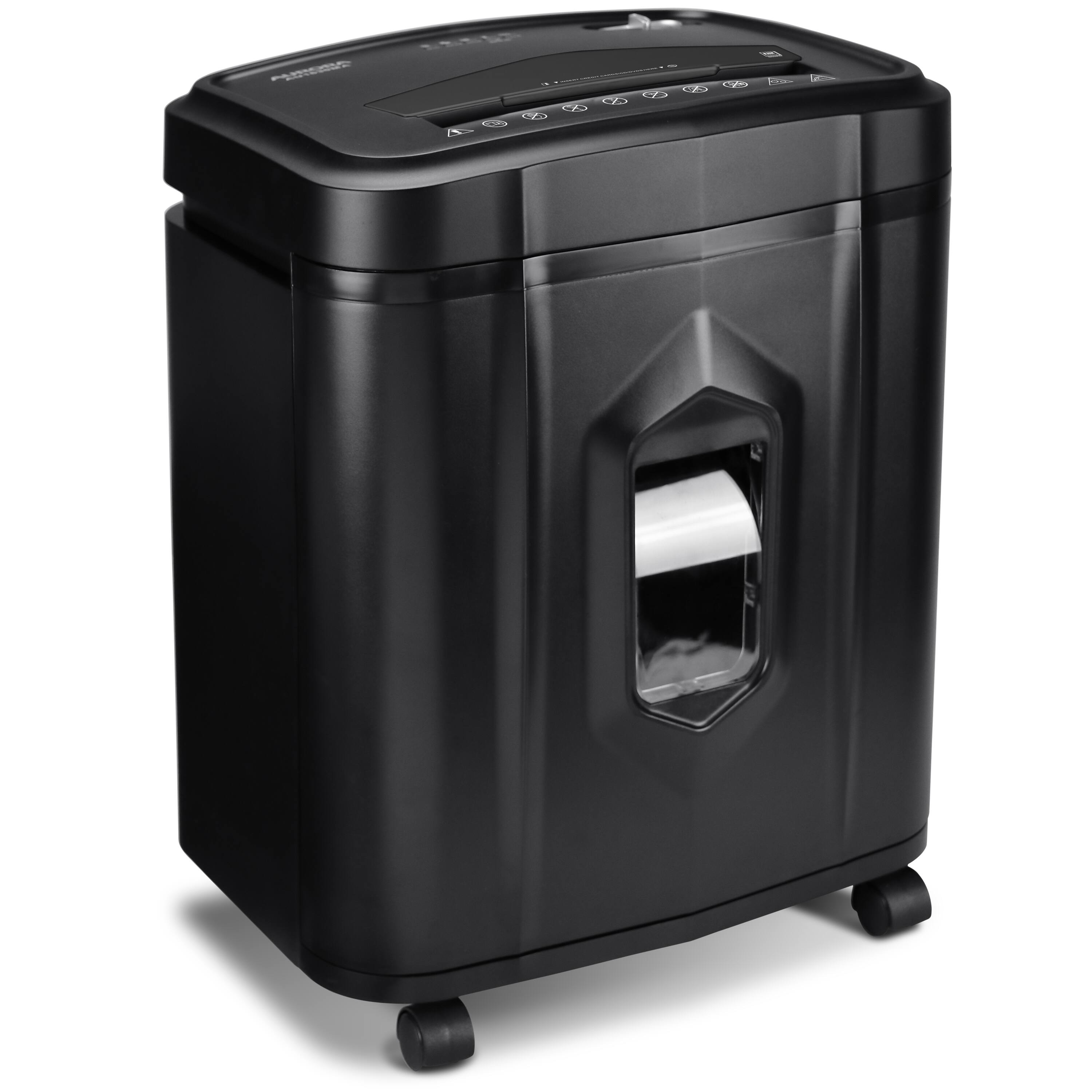 Left. Aurora - Aurora AU1225MA High-Security 12-Sheet Micro-Cut Paper and CD/Credit Card Shredder/ 5 gal basket/40 Minutes Run Time - Black.