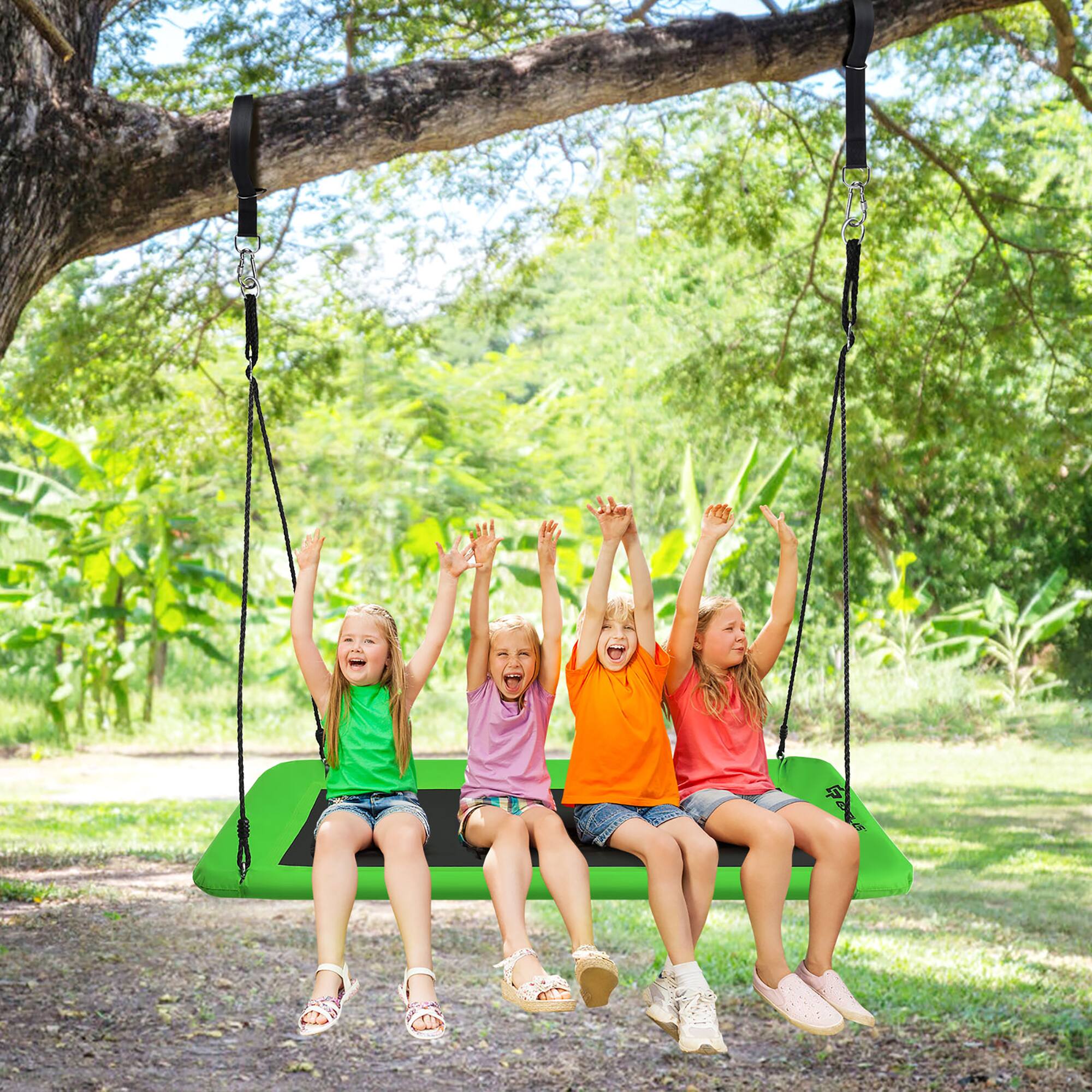 Alt View 3. Costway - Costway 700lb Giant 60" Platform Tree Swing Outdoor w/ 2 Hanging Straps - Green.