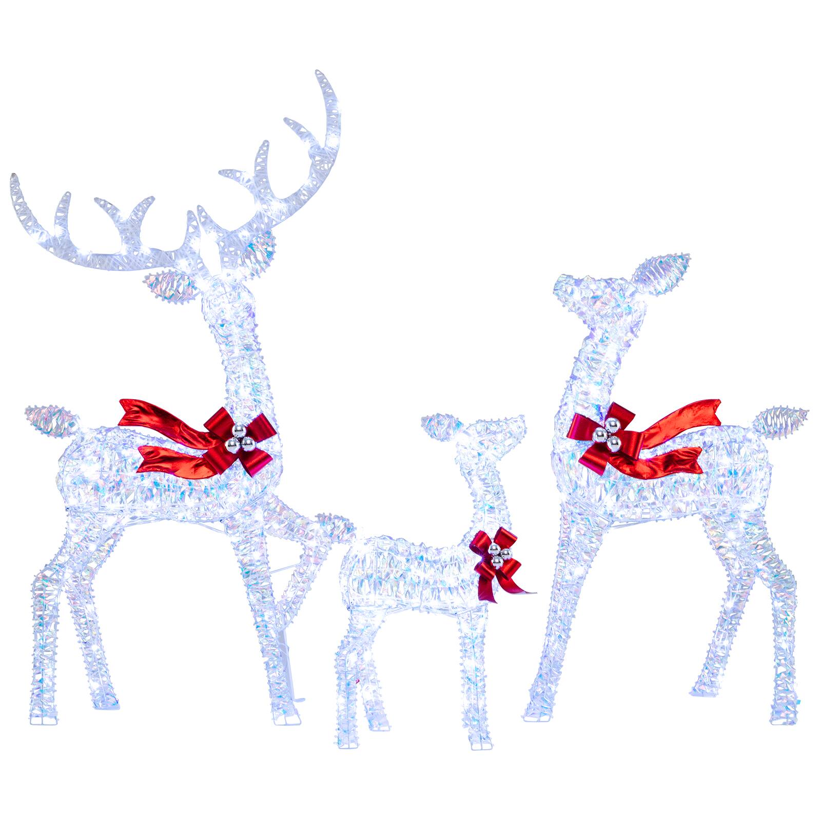Alt View 3. Gymax - Gymax Outdoor Set of 3 Christmas Lighted Iridescent Reindeer Family Set w/215 White LED Lights - Multicolor.