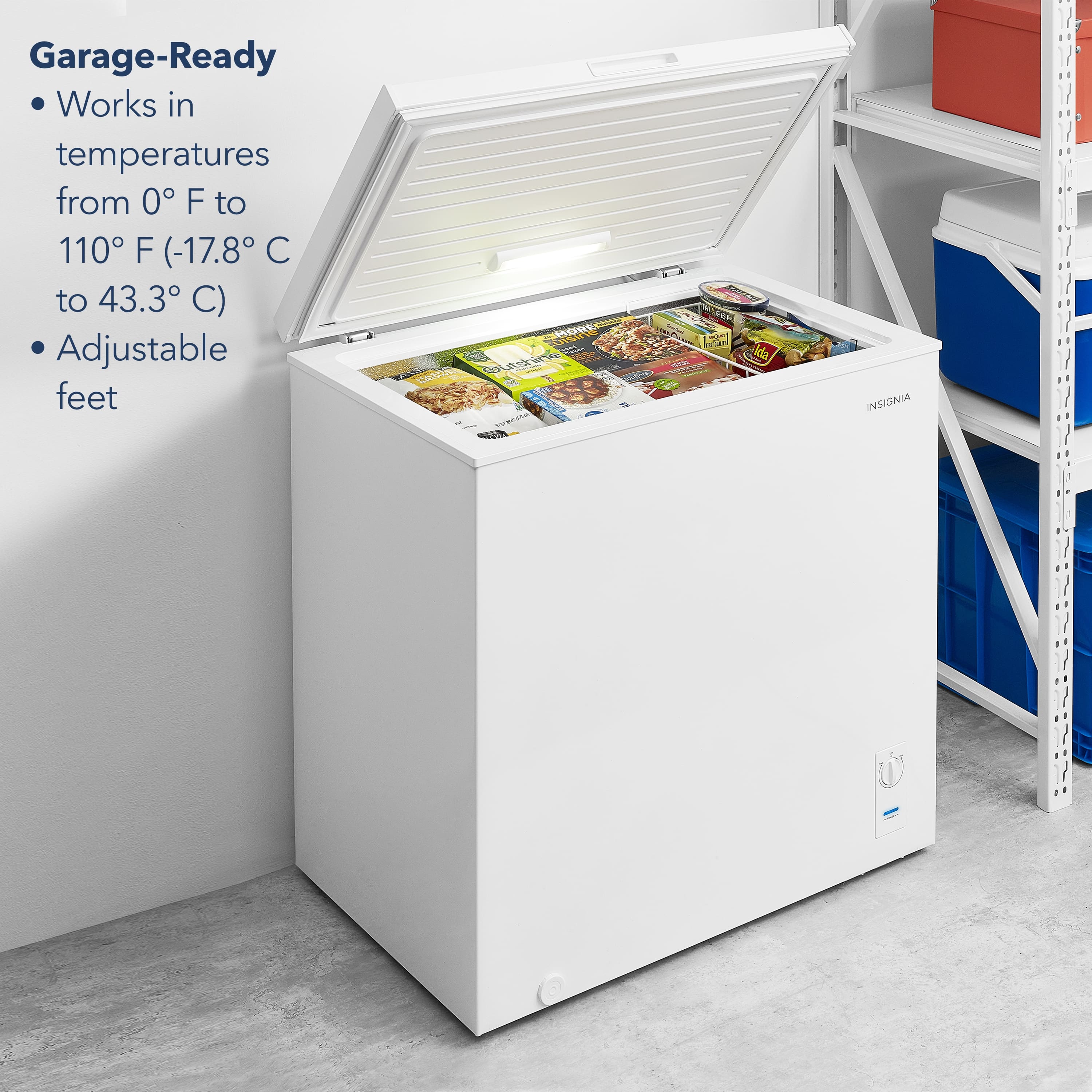 Garage-Ready: Works in temperatures from 0°F to 110°F (-17.8°C to 43.3°C) Adjustable feet.
