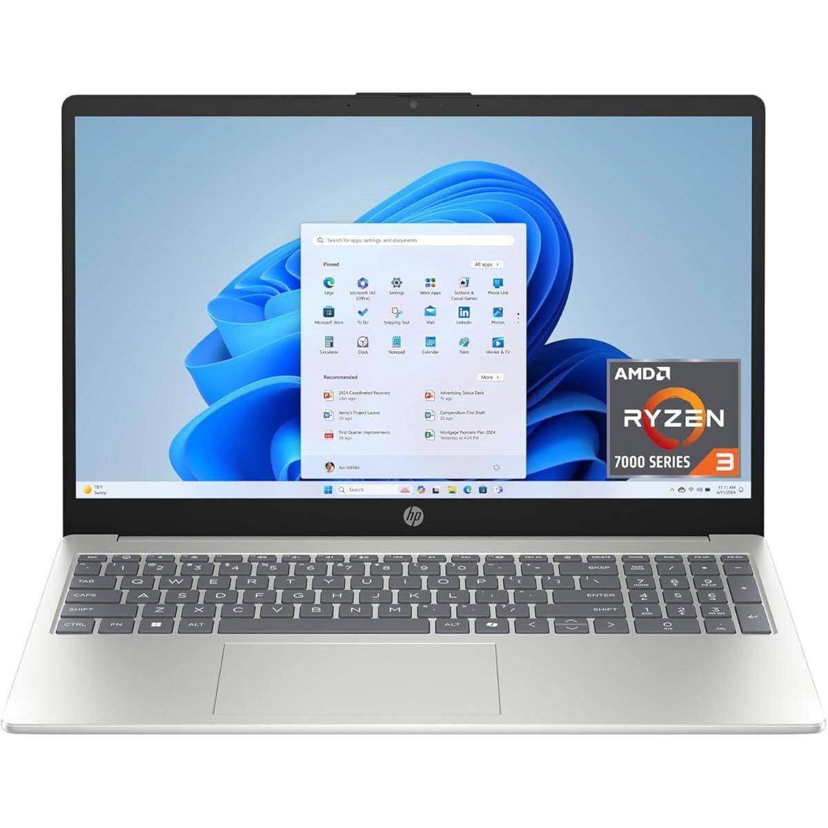 HP - 15-fc0399nr 15.6" HD Touchscreen Laptop, AMD Ryzen 3 7320U, 8GBRAM, 256GB SSD, Windows 11 Home, Natural - Silver