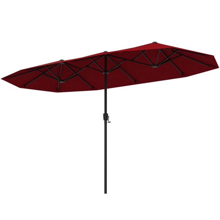 Alt View 5. Mondawe - 13 FT Double-Sided Patio Umbrella with Crank Handle - Red.
