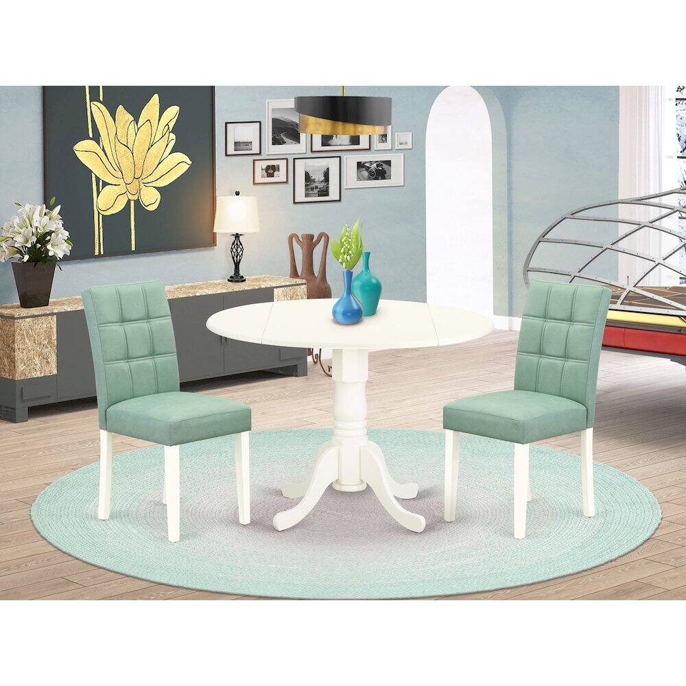 Alt View 8. East West Furniture - 3 Piece Modern Dining Set contain A Wood Dining Table - White.