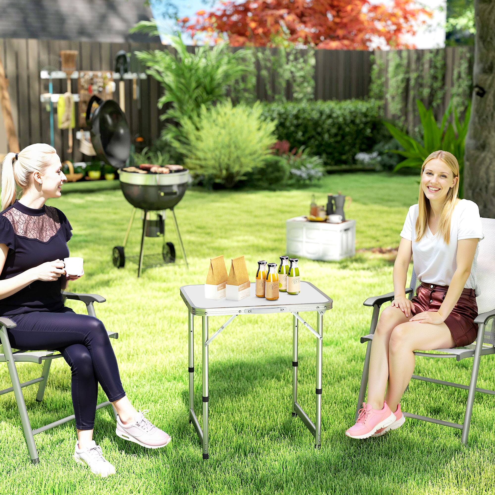 Alt View 4. Outsunny - Outsunny 23" Folding Camping Table with Height Adjustability, Lightweight Portable Table - Silver.