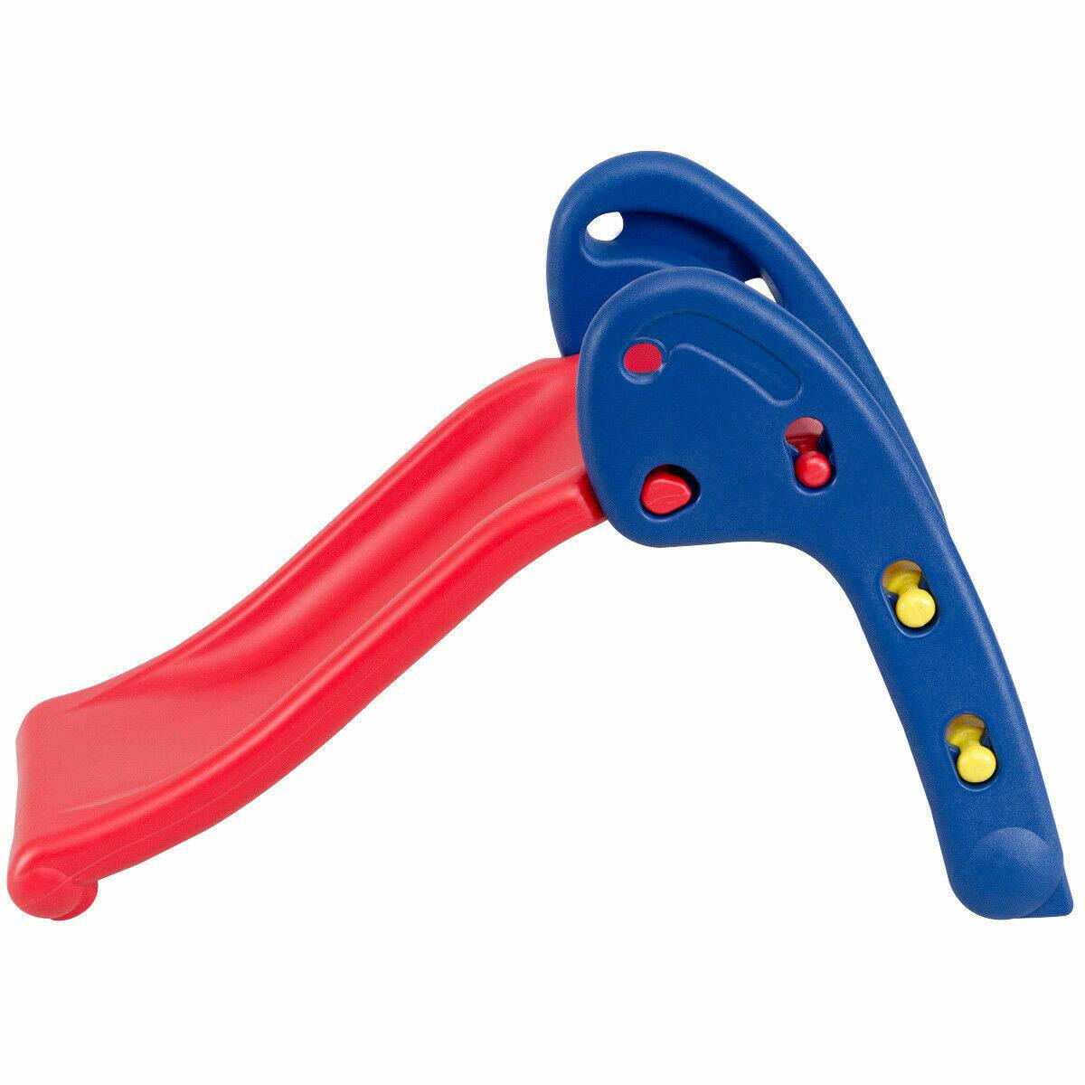 Alt View 9. Gymax - Gymax 2 Step Children Folding Slide Plastic Fun Toy Up-down For Kids Indoor & Outdoor - Dark blue + Red + Yellow.