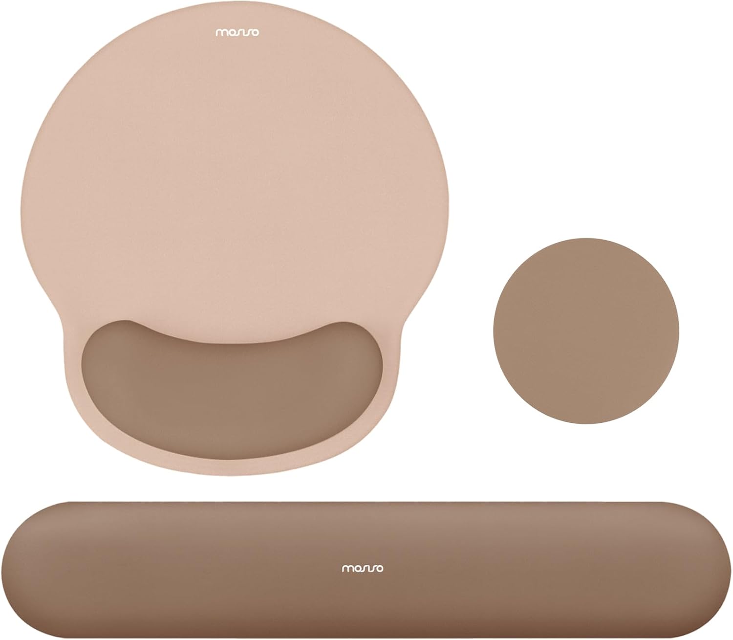 mosiso - Mouse Pad with Wrist Rest Support, 3-in-1 Gel Memory Foam Ergonomic Mouse Pad Set Non-Slip Base for Home/Office/Game - Mocha