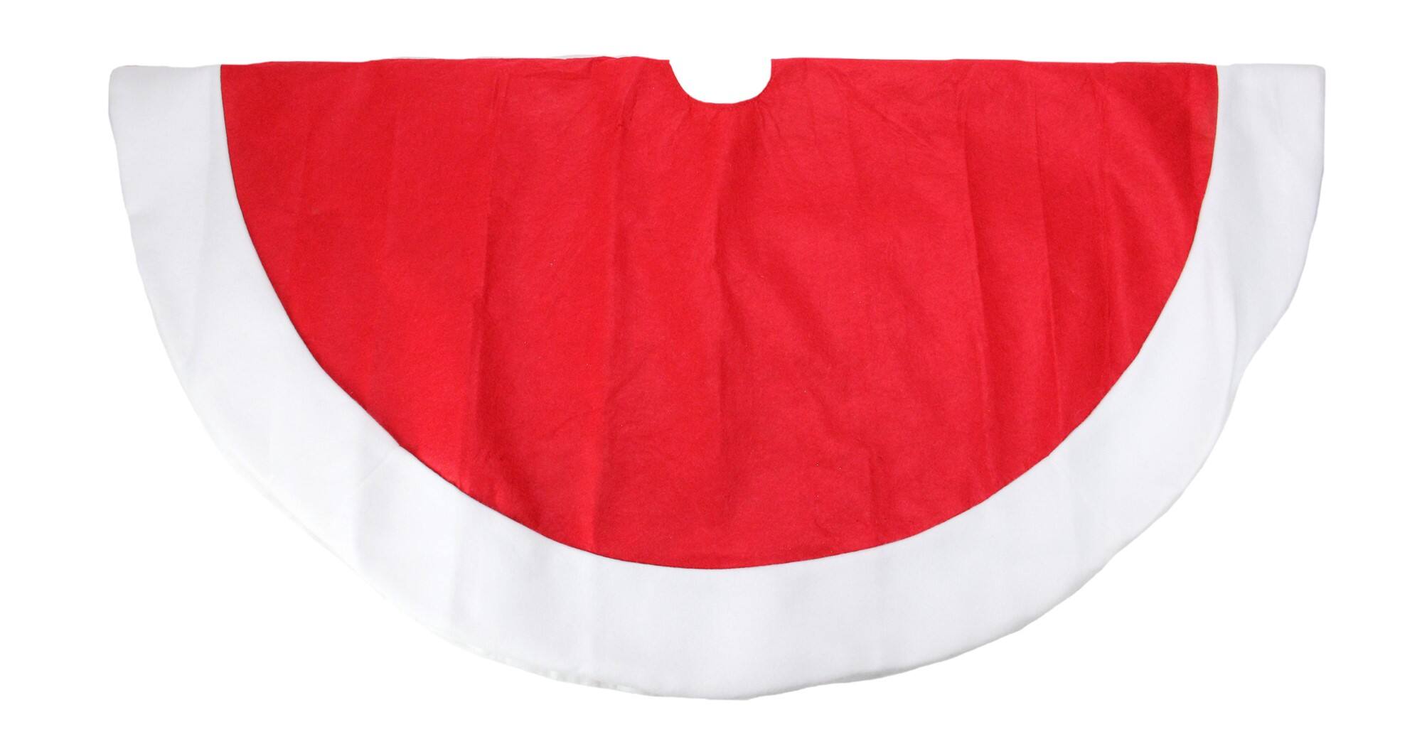 Alt View 2. Northlight - 48" Red and White Traditional Christmas Tree Skirt with Border - Red.