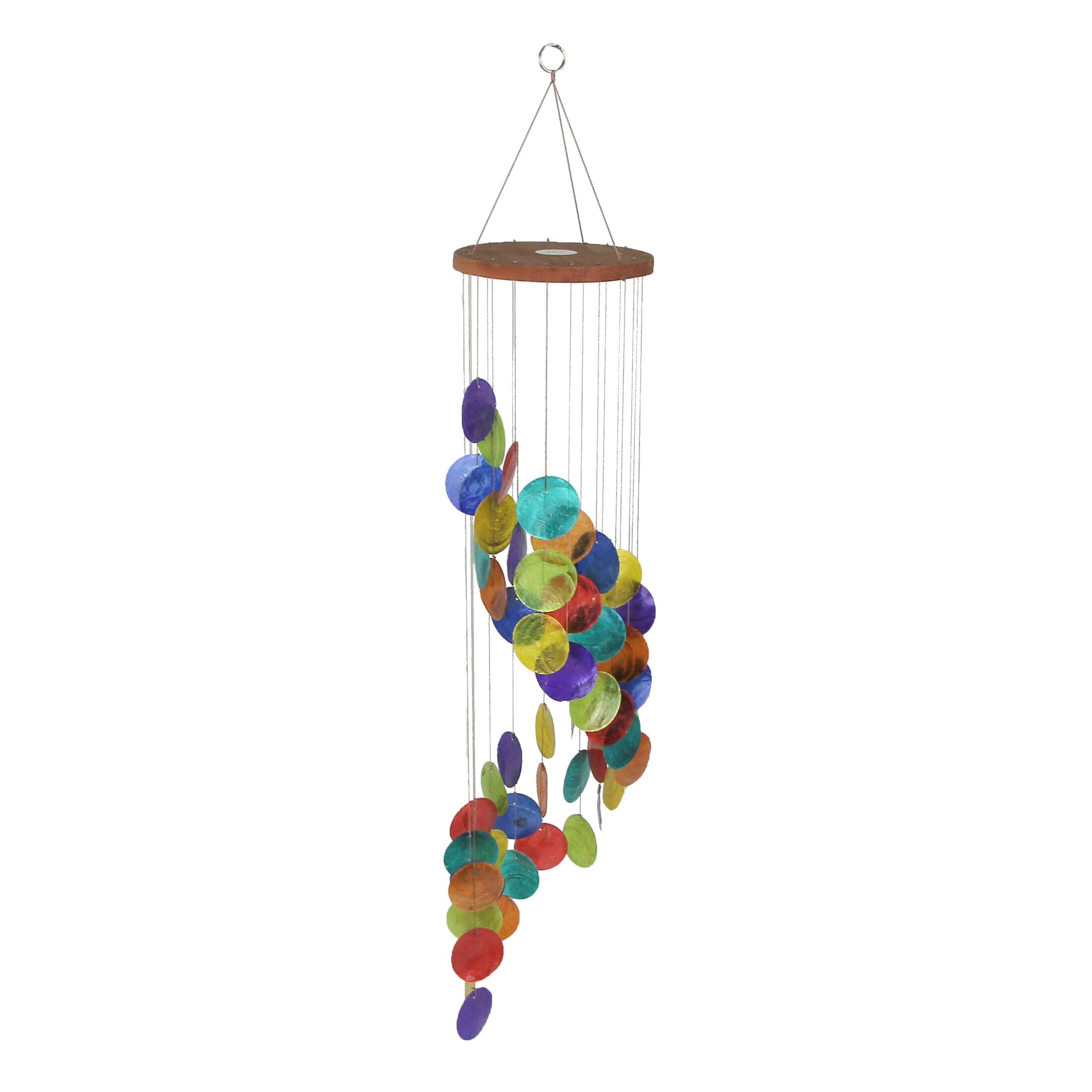 Front. J.D. Yeatts - Dyed Capiz Shell 26 Inch Long Spiral Wind Chime Rainbow Colors Garden Patio Outdoor Décor - Multicolored.