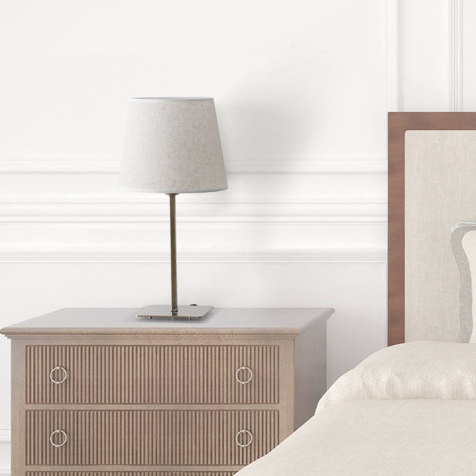 Alt View 1. Oumilen - 18.8In Brushed Nickel Table Lamp with Linen Shade Modern Bedside Lamp with 67In Cord.