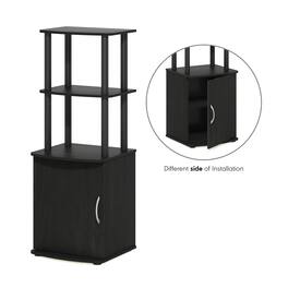 Furinno - Turn-N-Tube 2-Tier Tall TV Entertainment Side Table Display Rack with Storage Cabinet, Blackwood/Black - Blackwood/Black