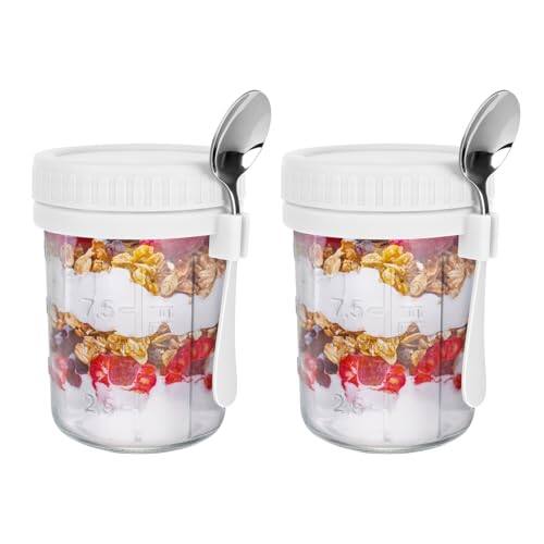 Front. Fabibe - 6 Pack Overnight Oats Containers with Lids and Spoons 16 OZ Glass Mason Jars Large Capacity Airtight for Milk Cereal ... - 2 Pack.