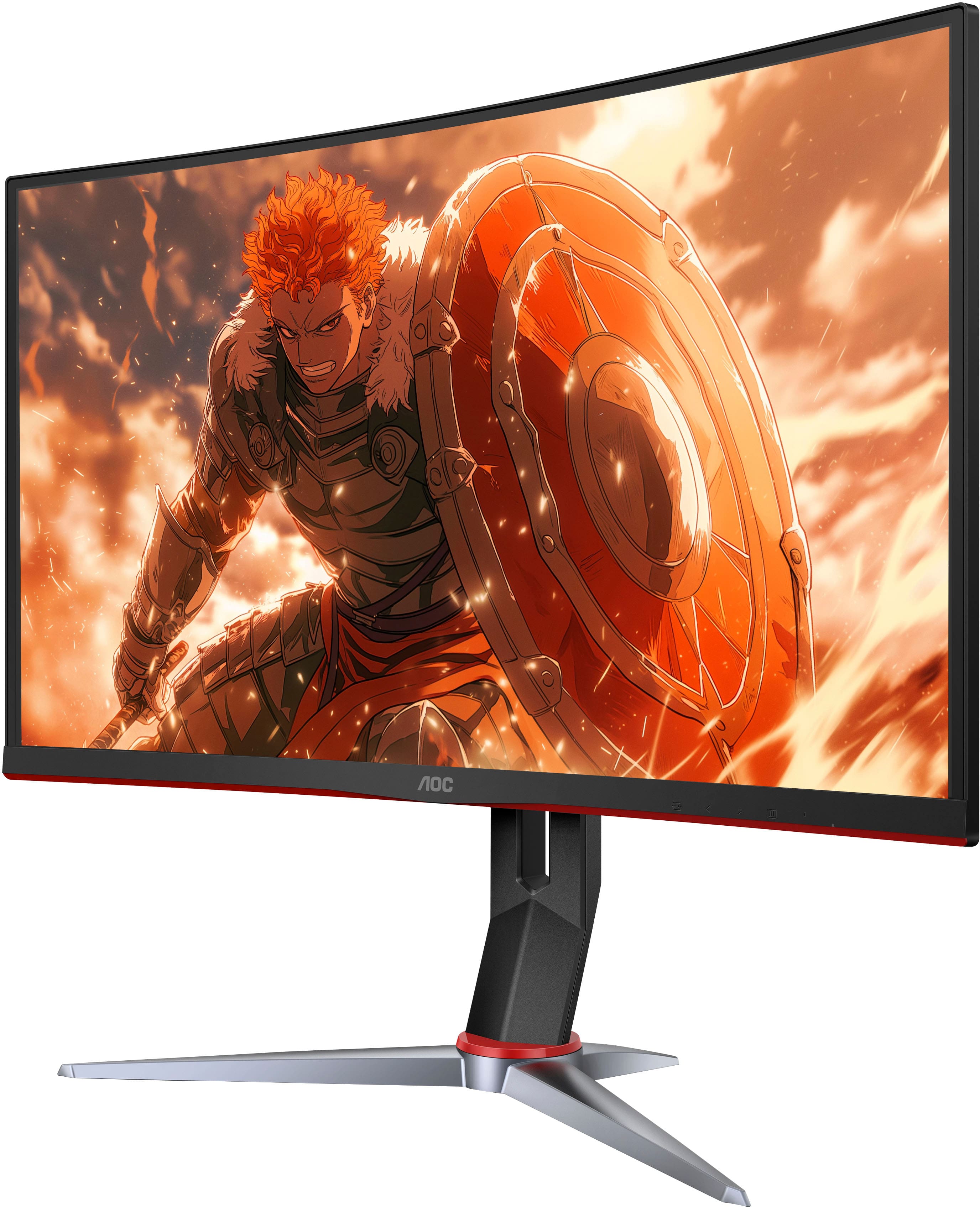 Left. AOC - G2 Series C24G2 24" LED Curved FHD FreeSync Premium Monitor (DisplayPort, HDMI, VGA) - Black/Red.