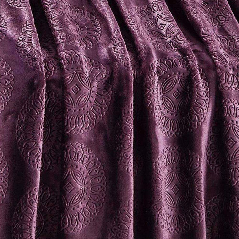 Alt View 3. Noble House - Ceasar Soft Plush Contemporary Embossed Collection All Season Throw 50"x60", Plum - Plum.