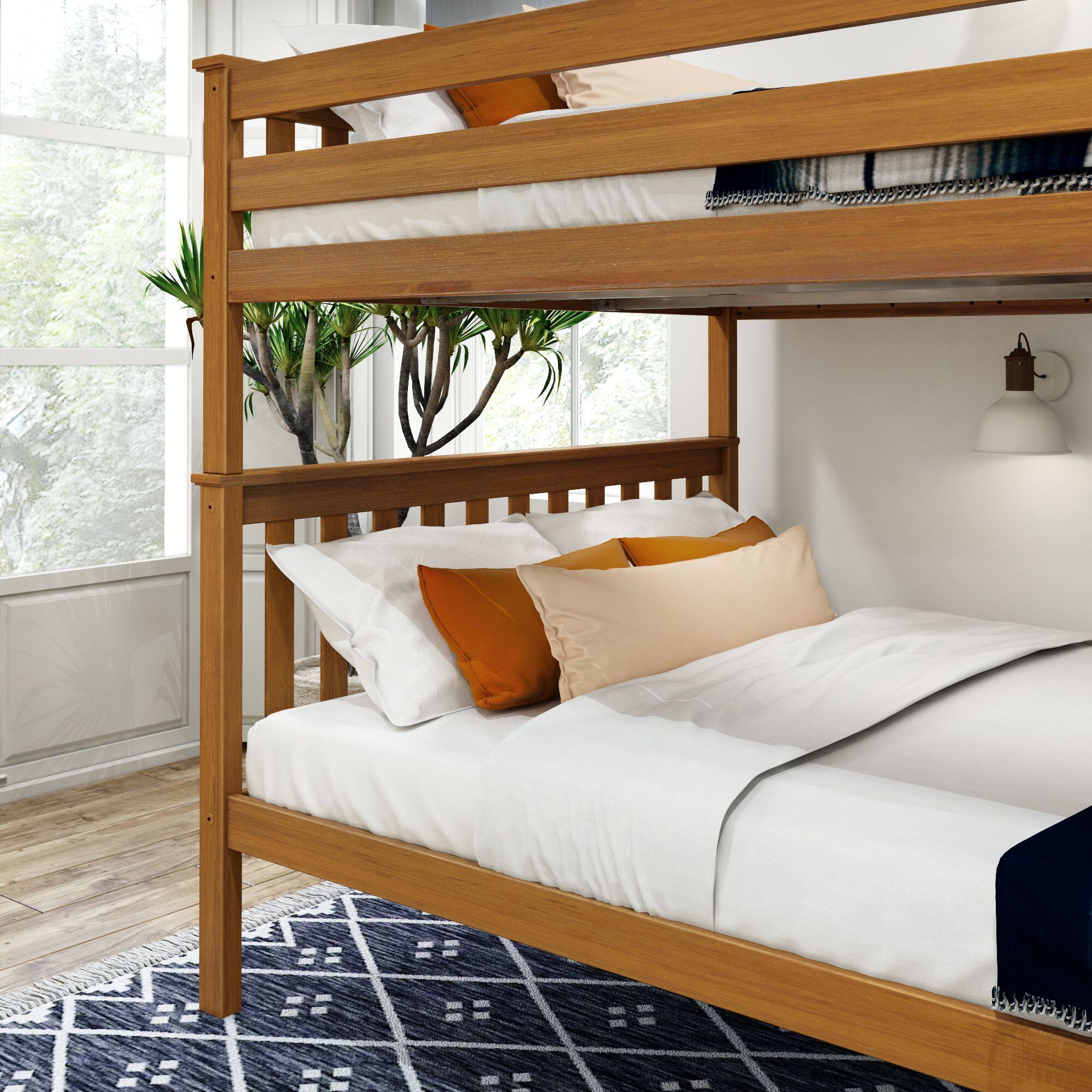 Alt View 4. Plank+Beam - Classic Queen over Queen Pecan, Box 1 & 2 - Pecan.