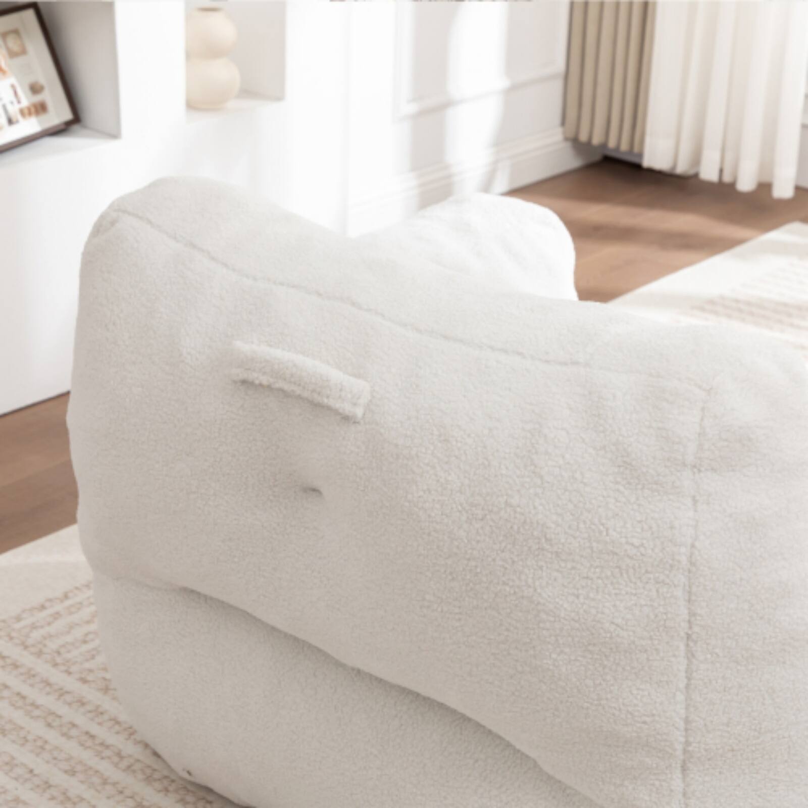 Alt View 4. HTUTWOO - Bean Bag Sofa Chair with High-Density Foam, Lazy Comfy Chair for Adults & Kids, Suitable for Living Room, Bedroom - White.