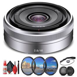 Sony - E 16mm f/2.8 Lens + Filter Kit + Cap Keeper + Cleaning Kit (International Model) - Black