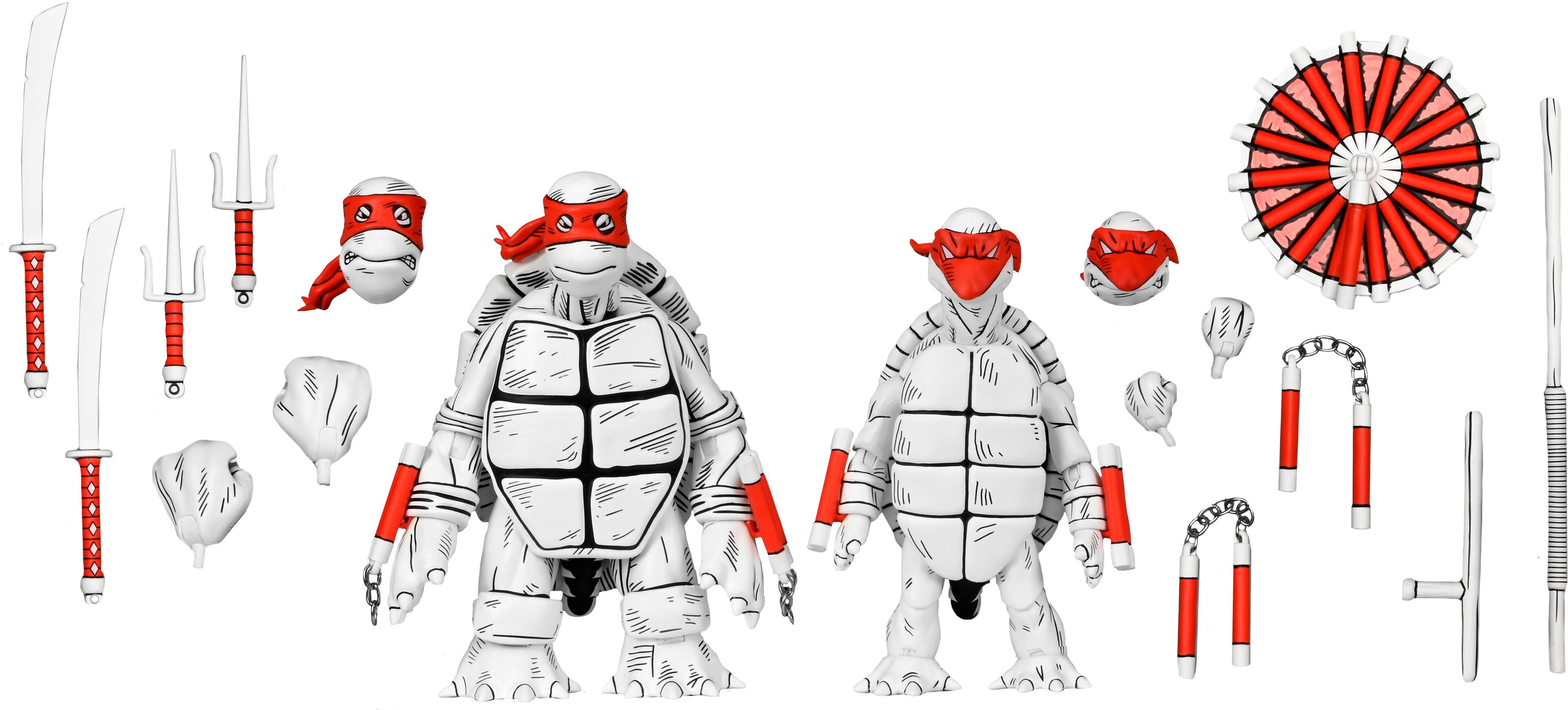 NECA - Teenage Mutant Ninja Turtles (Mirage Comics) 7" Scale Action Figure - Black and White First Turtles