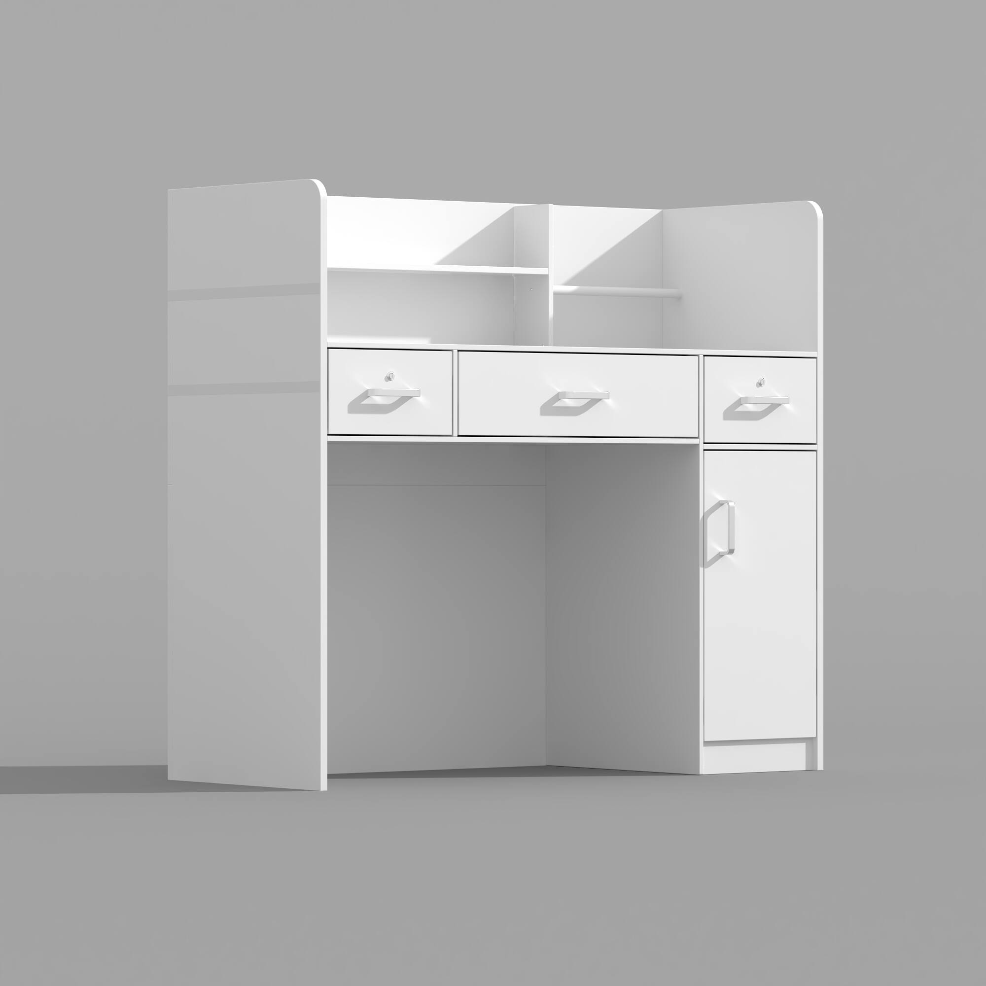 Angle. Famapy - Famapy Modern Reception Desk: Streamlined Design & Organized Storage for Offices - White.