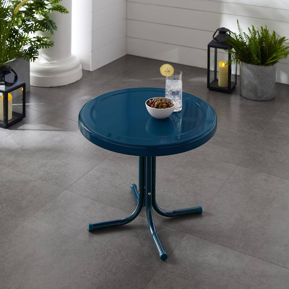 Alt View 4. Crosley Furniture - Griffith Retro Outdoor Side Table - Navy Gloss.