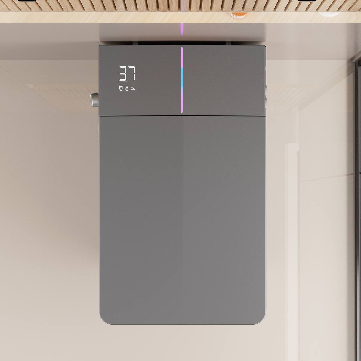 Left. Loheer - Loheer Square Smart Toilet Built In Tank Matte Gray Bidet Toilet with Remote Control - Matte Gray.