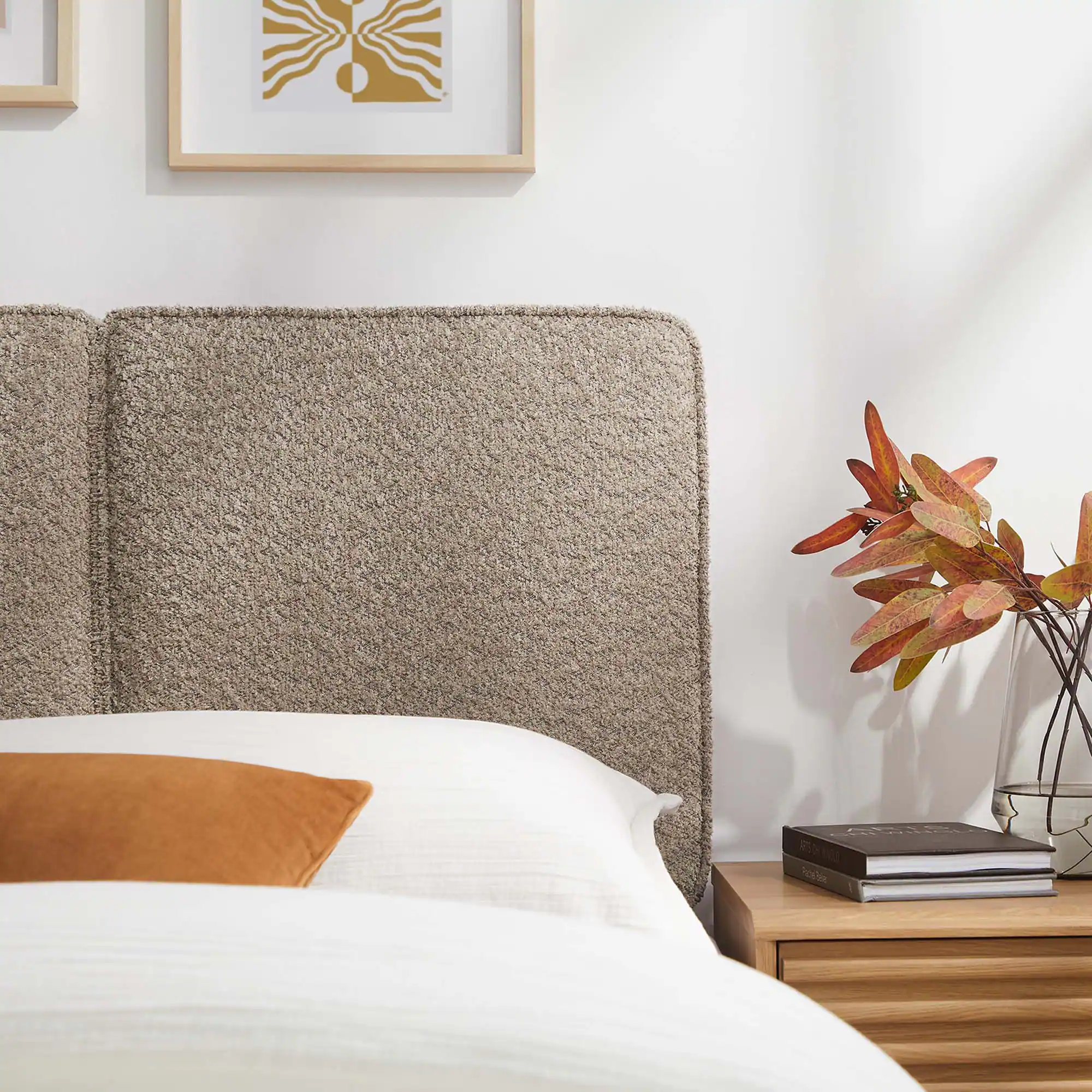 Alt View 4. Modway - Lindee Boucle Fabric Twin Headboard by Modway - Brown.