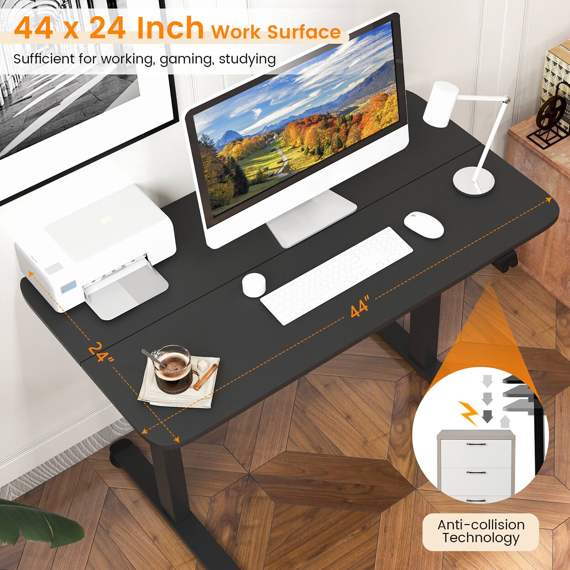 44 x 24 Inch work surface
Sufficient for working, gaming, studying
24"
44"
Anti-collision Technology