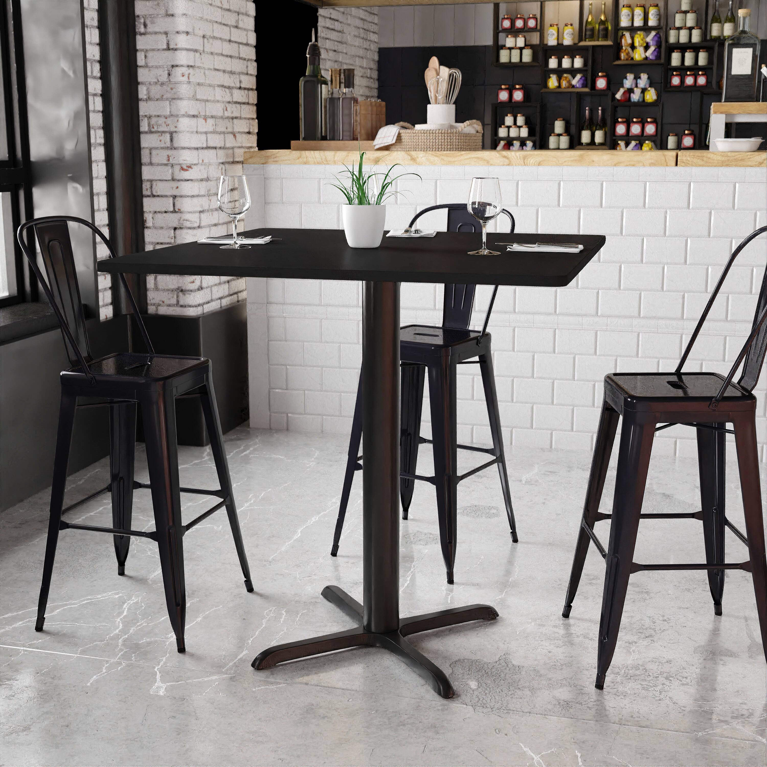 Angle. Flash Furniture - Stiles 42'' Square Black Laminate Table Top with 33'' x 33'' Bar Height Table Base - Black.