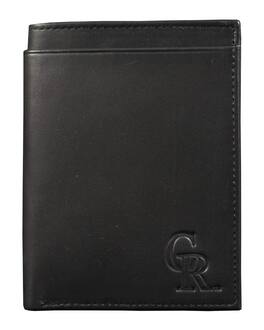 Rico Industries - Colorado Rockies Black Leather RFID Blocking Passport Holder Cover Travel Billfold Wallet for Men & Women - Multi