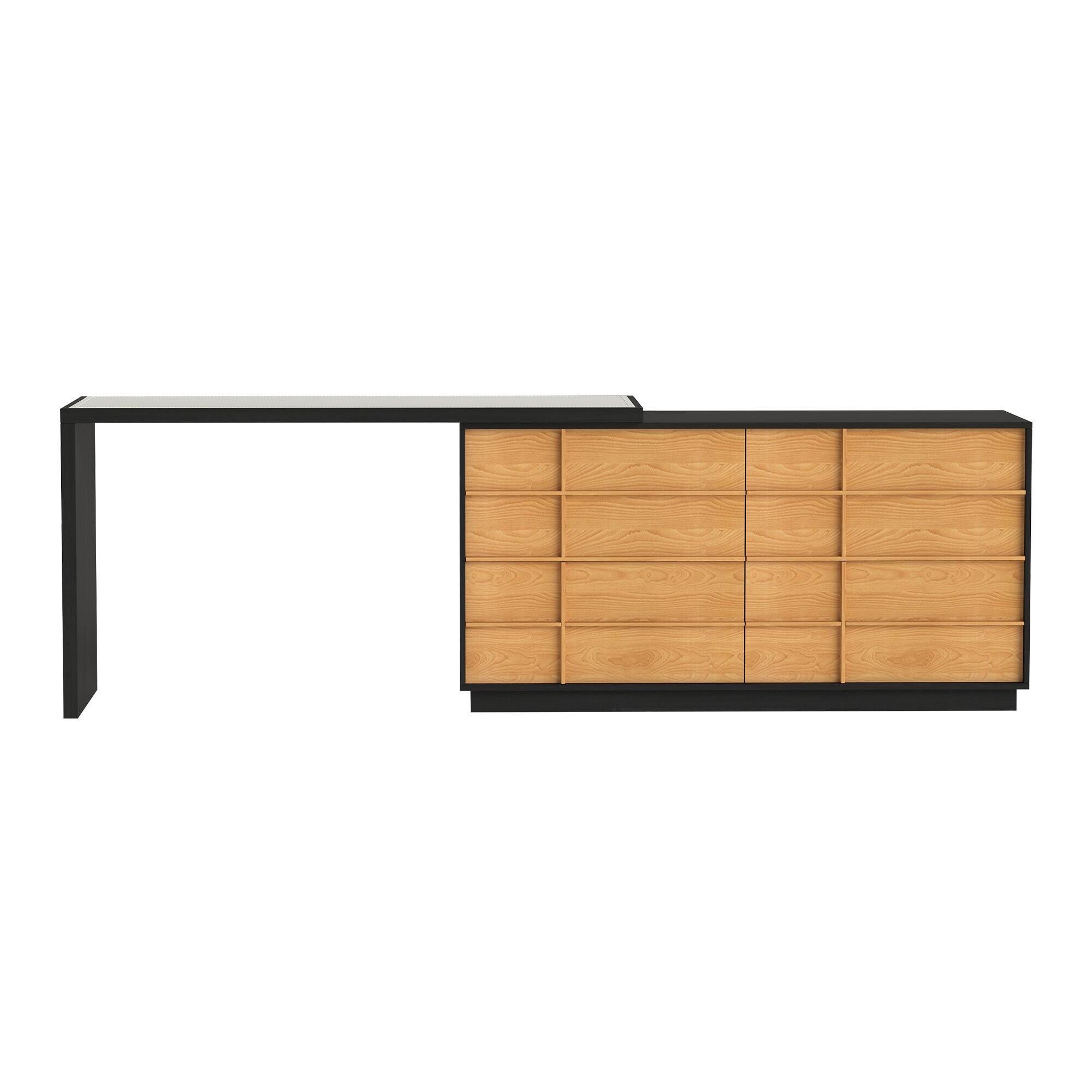 Alt View 5. luck idea - Modern Extendable Rotating L-Shaped Desk with 6 Drawers, Reversible Home Office Computer Desk - Black.