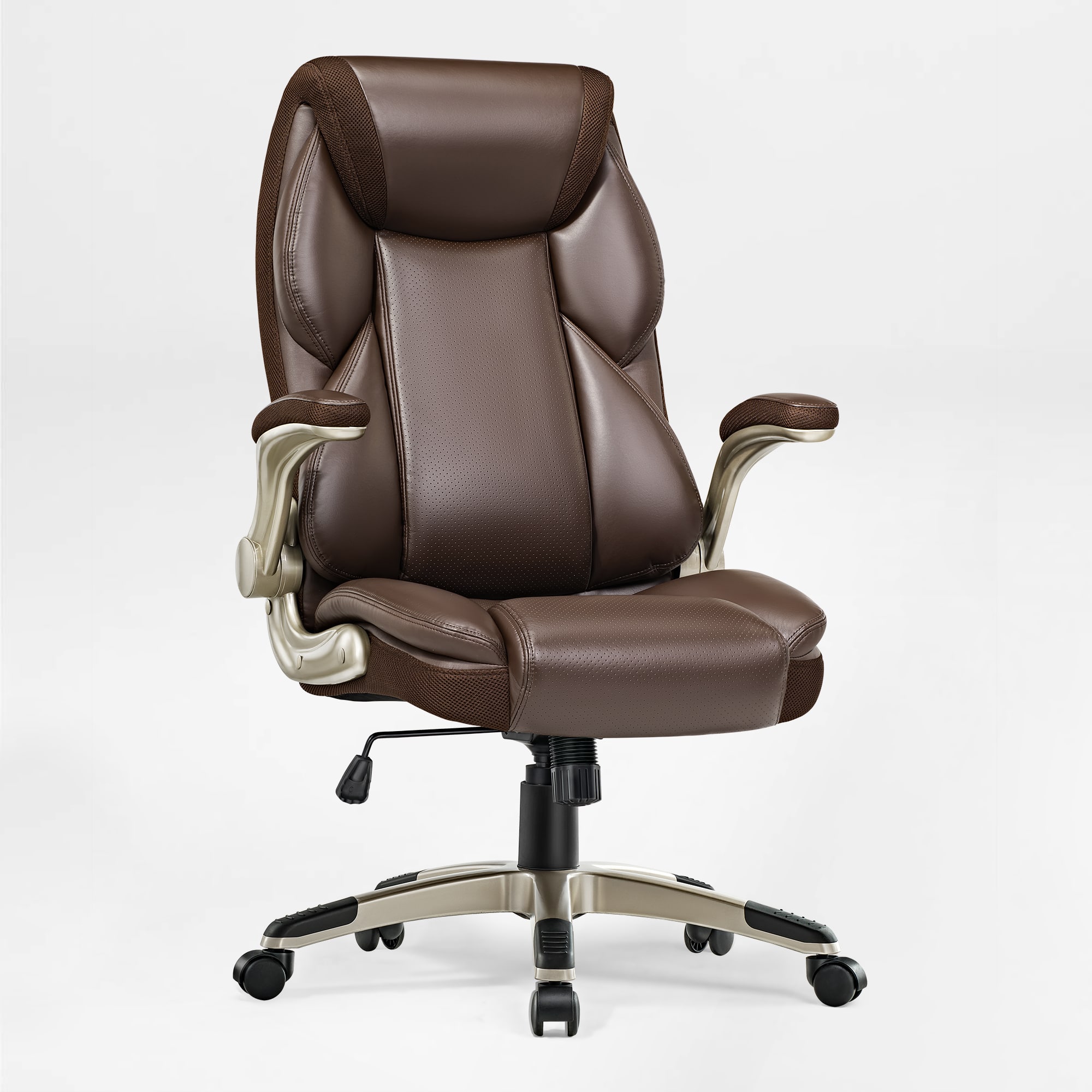 Front. Eureka Ergonomic - Ergonomic Office Chair Executive Chair PU Leather High Back - Brown.