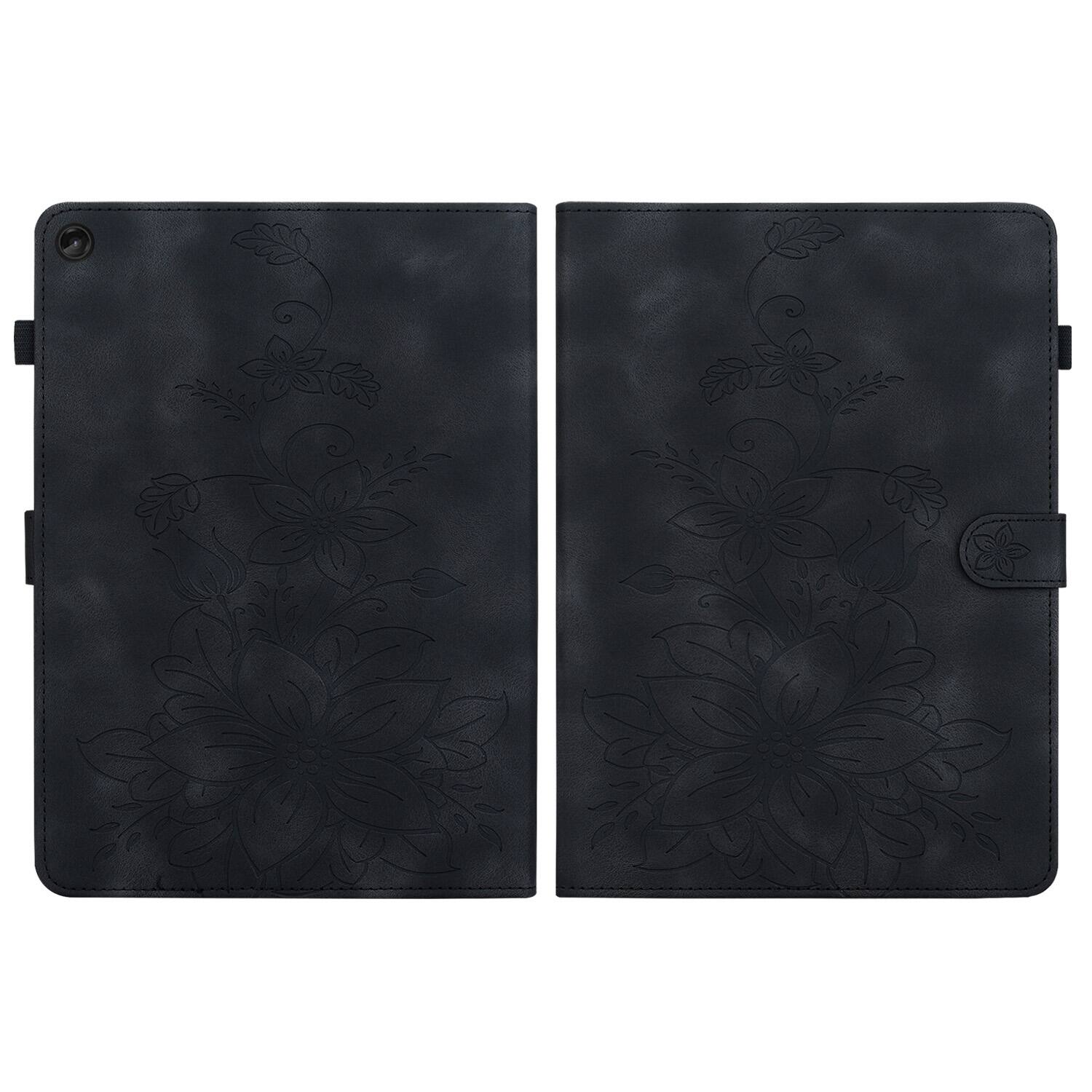 Alt View 3. Dteck - Case for Lenovo Tab M10 Plus (3rd Gen) 10.6-inch 2022 with Card Holder Kickstand,Embossed Pattern PU Leather Flip Cover - Black.