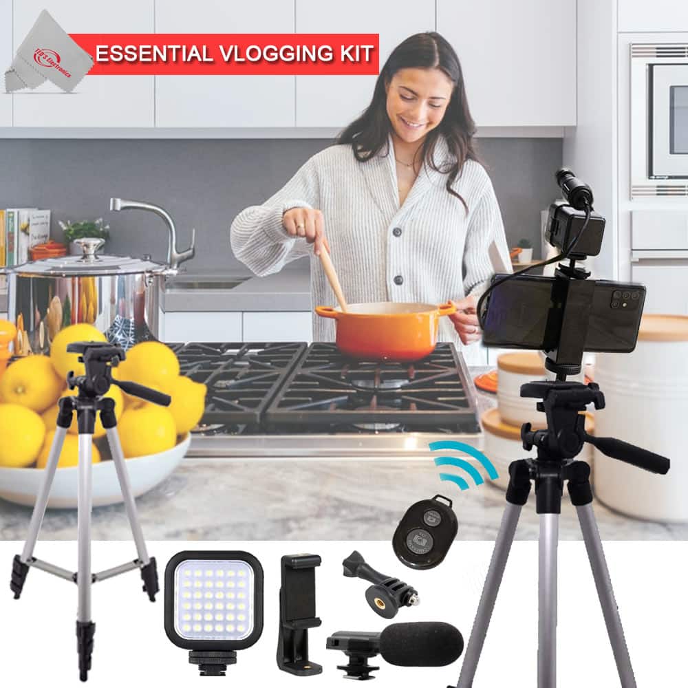 Vivitar - Complete Ultimate Vlogging Essential Kit for Home and Office Smartphones Cameras and Gopro Action Cam