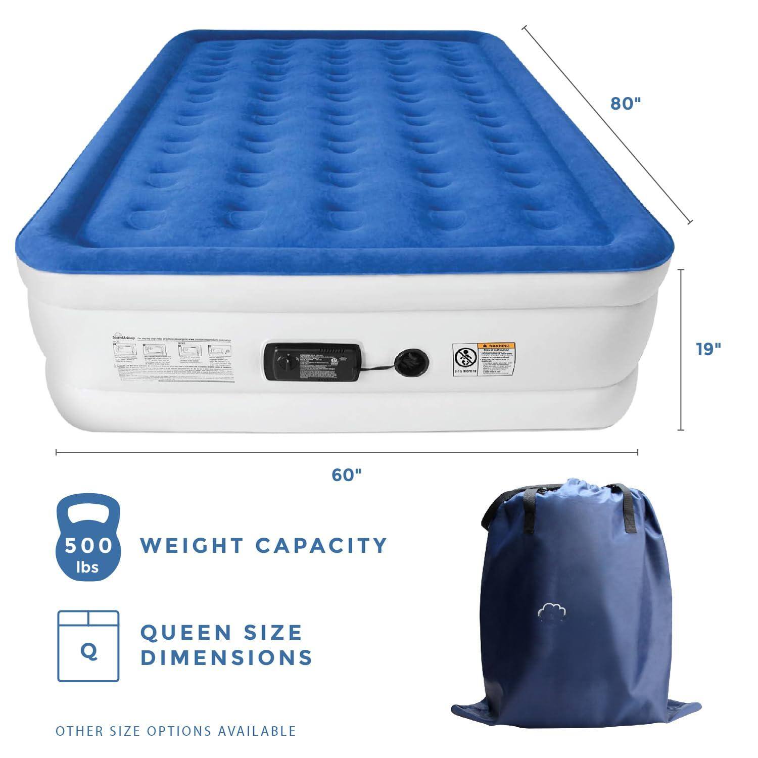 80" x 60" x 19"  
500 lbs WEIGHT CAPACITY  
QUEEN SIZE DIMENSIONS  
OTHER SIZE OPTIONS AVAILABLE