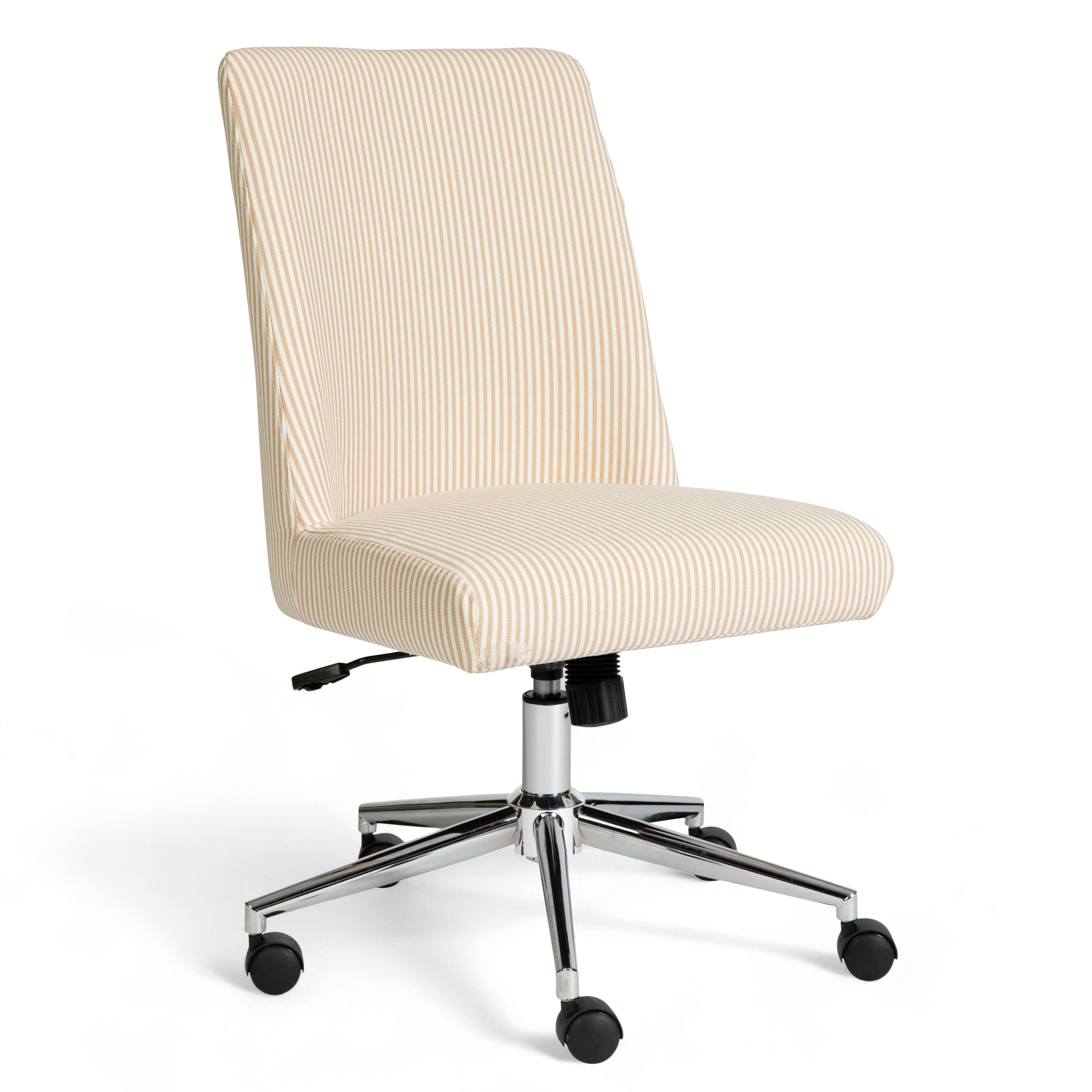 Martha Stewart - Maeve Upholstered Height Adjustable Swivel Home Office Chair - Beige Stripe Fabric/Polished Nickel Frame price history on PriceWatchPro