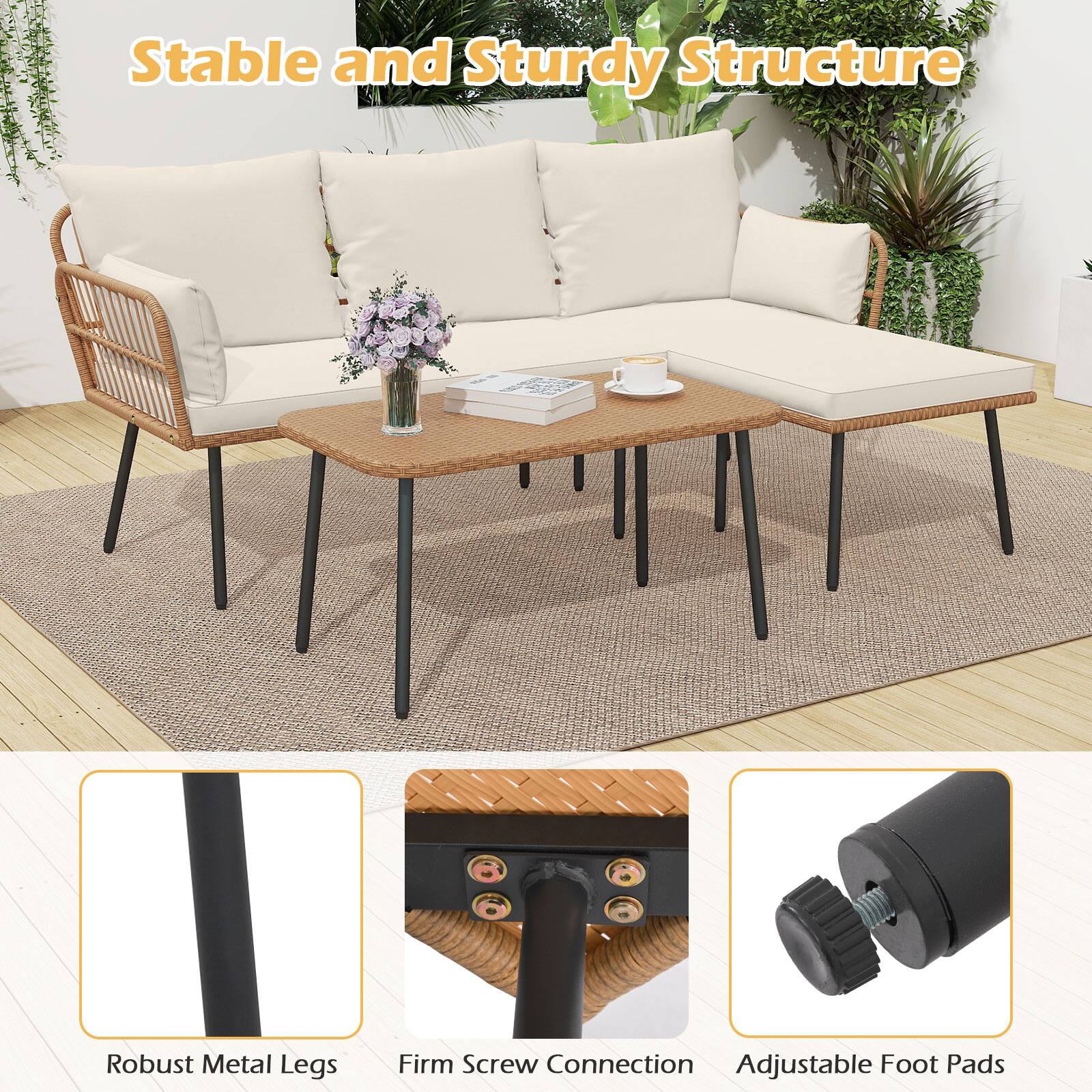 Stable and Sturdy Structure

- Robust Metal Legs
- Firm Screw Connection
- Adjustable Foot Pads