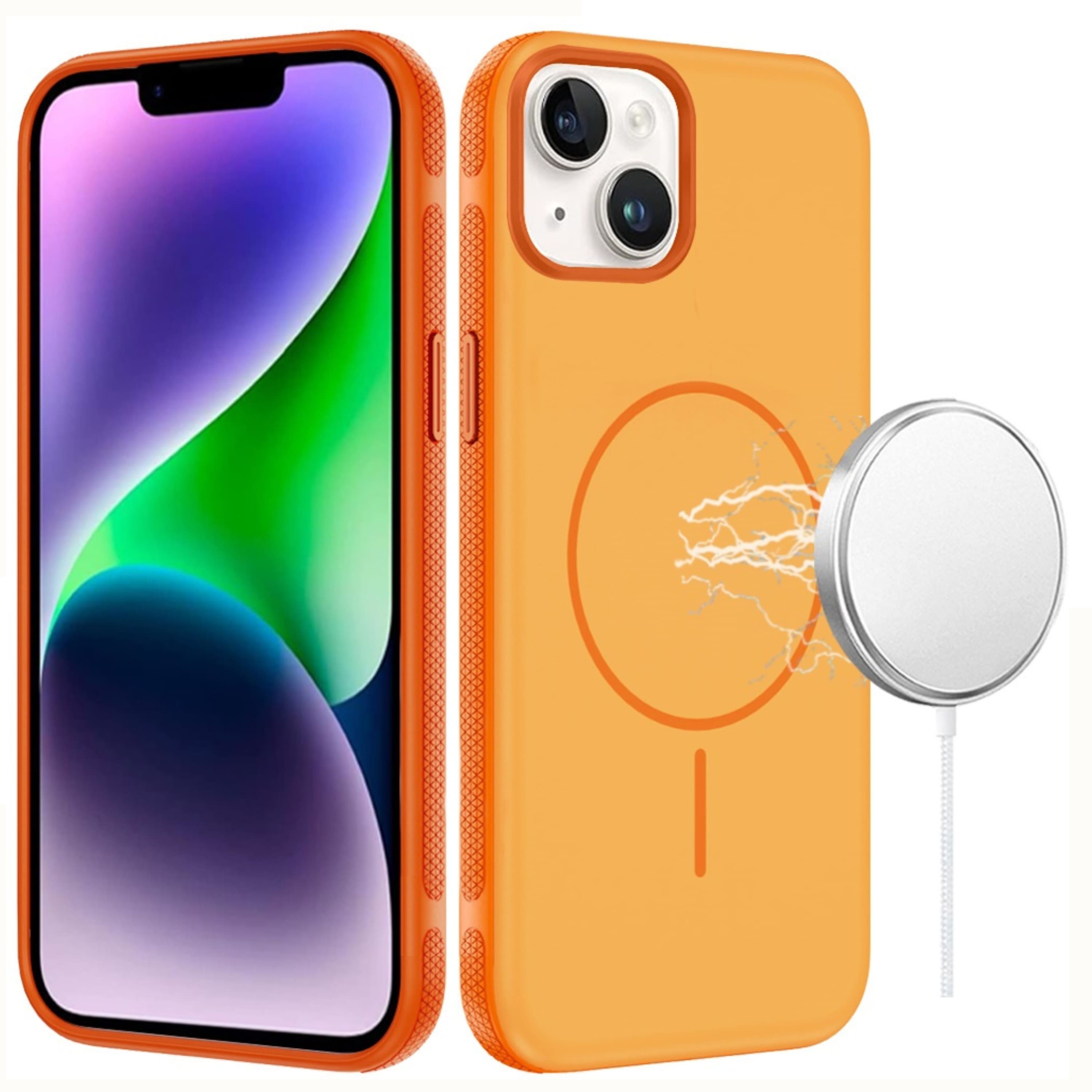 Kitcheniva - Rugged Side Grip Magnetic Case With Tempered Glass For iPhone 13 14 - Orange price history on PriceWatchPro