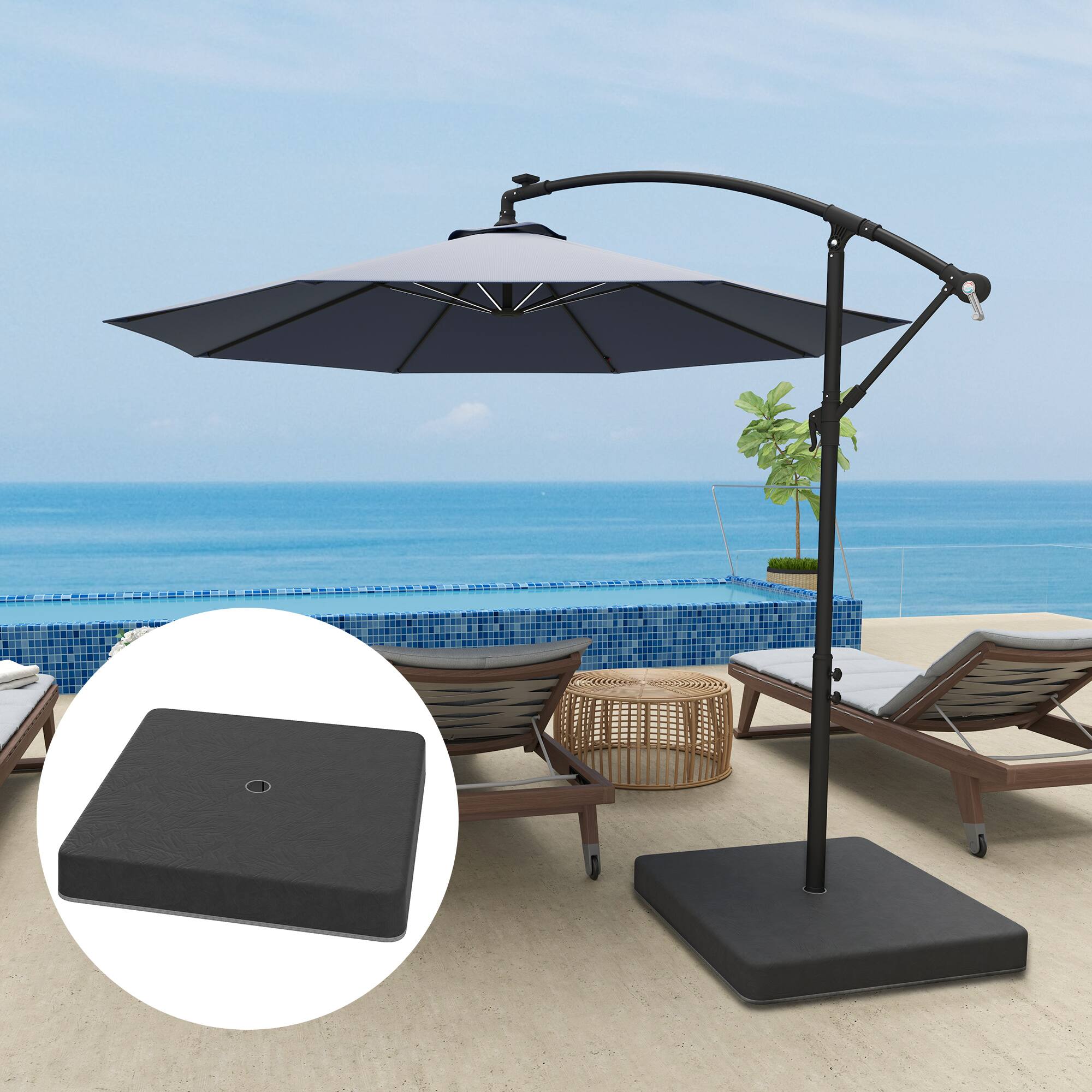 Alt View 1. Outsunny - Piece Offset Umbrella Base Weight for 176 lbs Sand Heavy Duty Outdoor Weights for Umbrella Stand - Black.