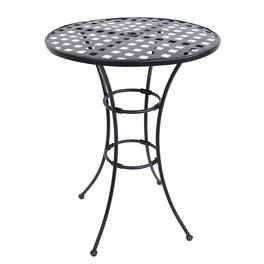 Sunnydaze - 30 in Elegant Wrought Iron Round Patio Bar-Height Table - Black