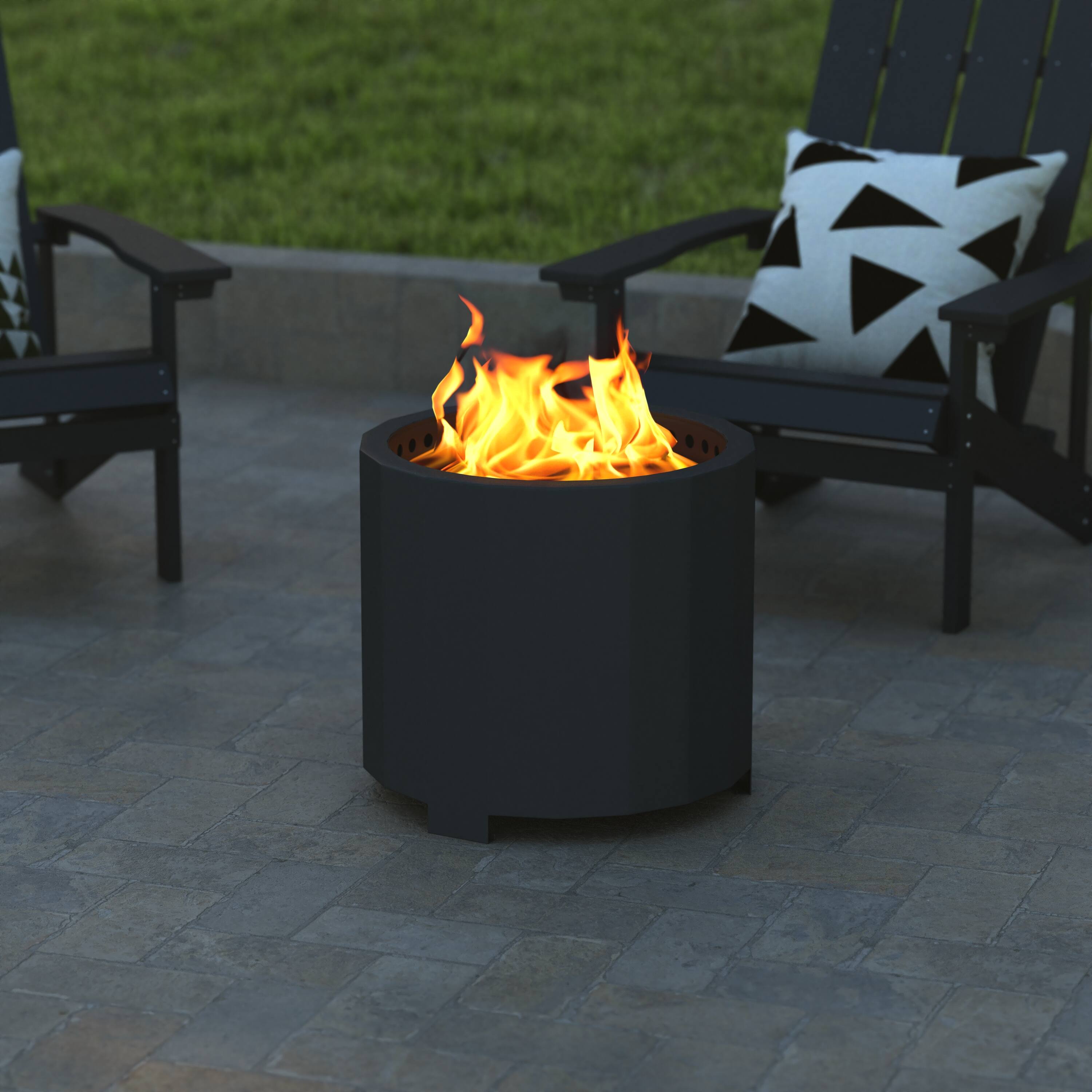 Alt View 4. Emma + Oliver - Hestia Steel Portable Smokeless Wood Burning Firepit with Waterproof Cover for Outdoor Use - Black.