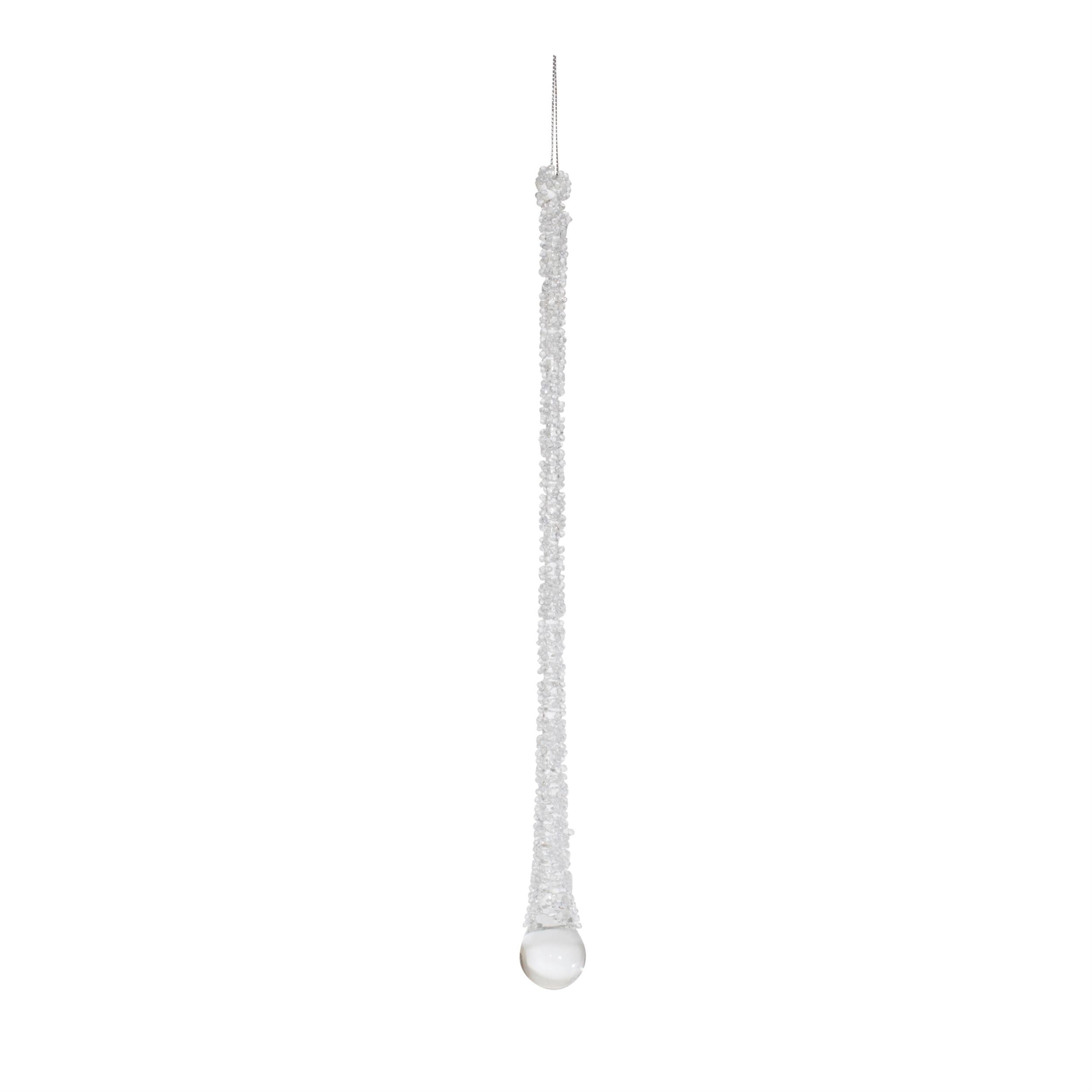 Alt View 1. BreeBe - Clear Beaded Glass Icicle Drop Ornament (Set of 6) - Clear.