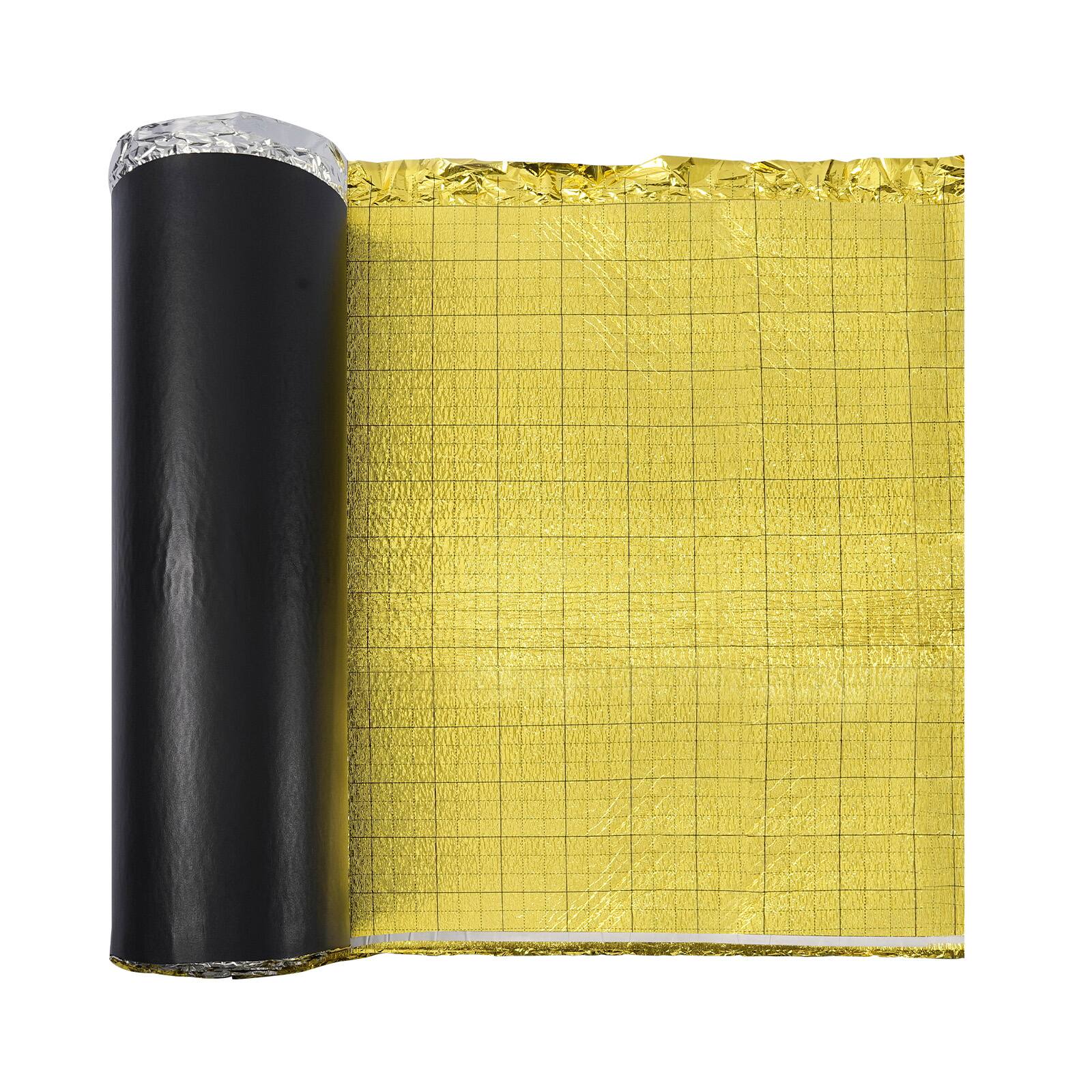 Alt View 5. VEVOR - Floor Underlayment 200 sq. ft/Roll, 3-in-1 3 mm Thick Flooring Padding with Tape & Vapor Barrier, Heavy Duty EPE Foam - Golden + Cutting Grid PE Film Surface.