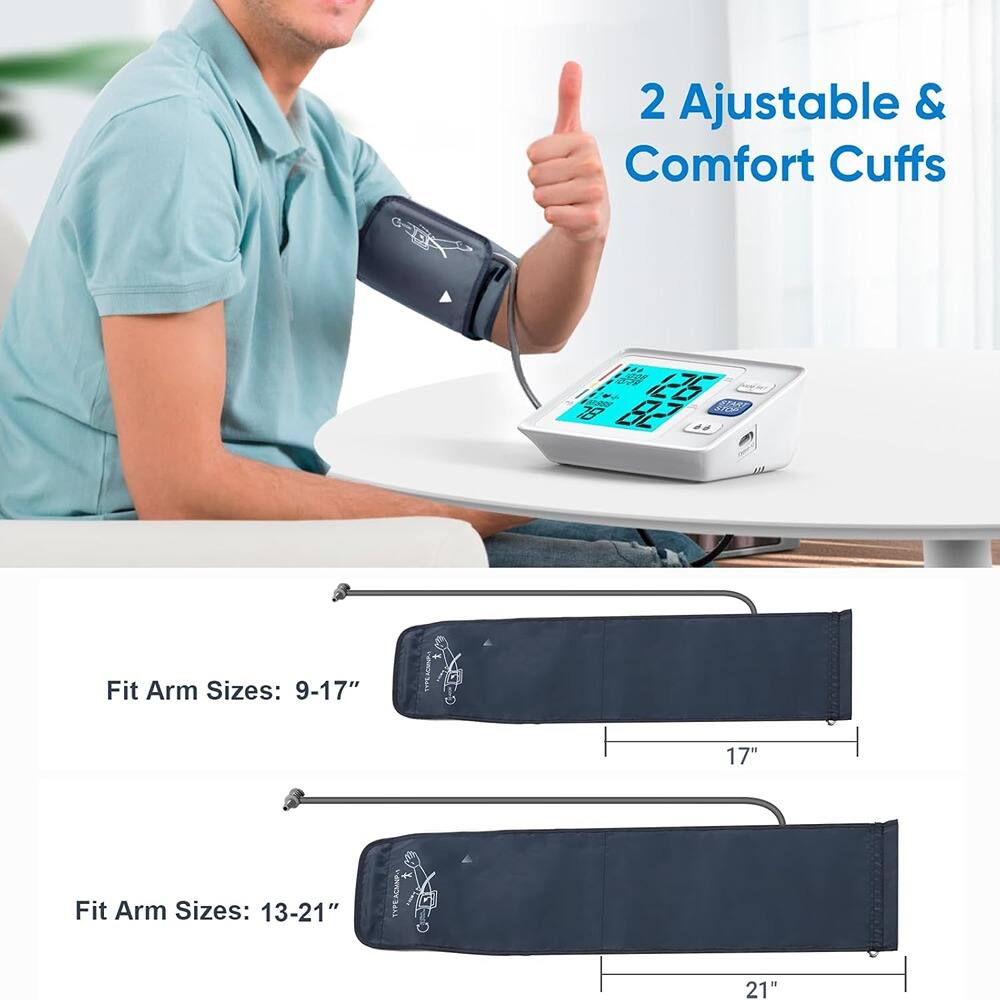 2 Adjustable & Comfort Cuffs

Fit Arm Sizes: 9-17"

Fit Arm Sizes: 13-21"