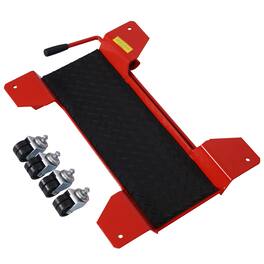 Ropilly - Motorcycle Center Stand Dolly Painted Steel Scooter Mover with Casters for Garage Storage - Red