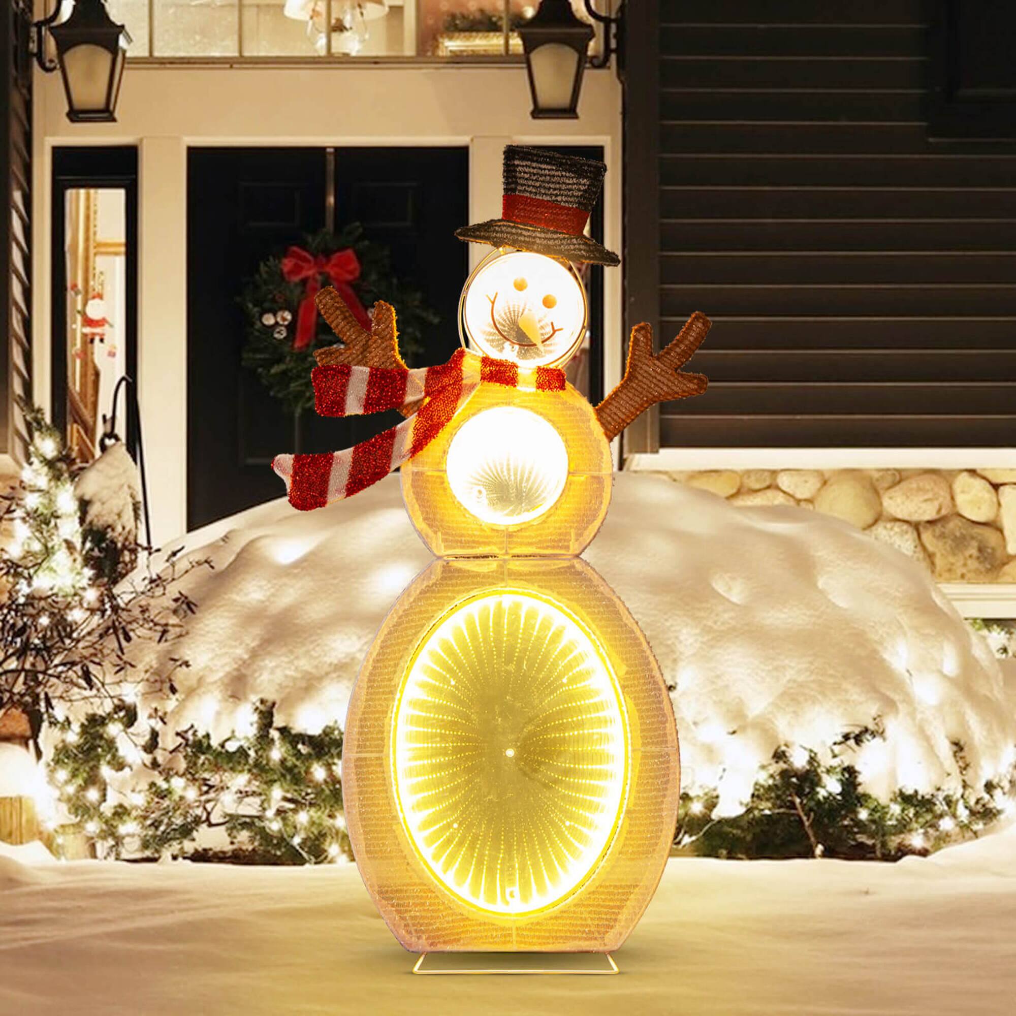 Alt View 2. Costway - Costway 2.6 FT Lighted Snowman with 105 Built-in LED Lights Metal Stand Zip Tie Stakes - White.