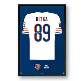 Sporticulture - Mike Ditka Chicago Bears Framed 14" x 20" Retired Jersey Art Print - Multicolor