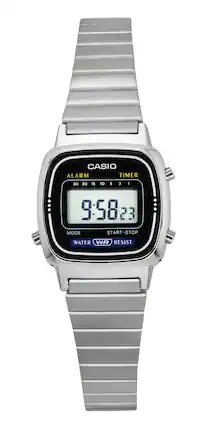Casio - Digital Classic Alarm Timer Stopwatch LA670WA-1DF WR Womens Ladies Watch - Silver