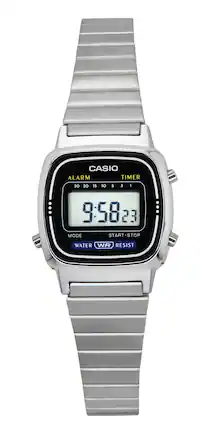 CASIO
ALARM TIMER
30 20 15 10 5 3 1
9:58 23
MODE START STOP
WATER WR RESIST