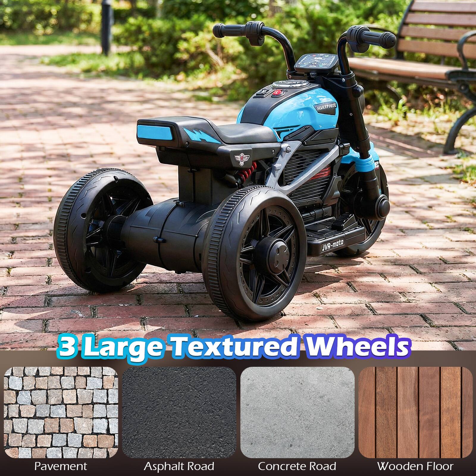 JVETPient JVR IVR-mata oto 3 Large Textured Wheels Pavement Asphalt Road Concrete Road Wooden Floor