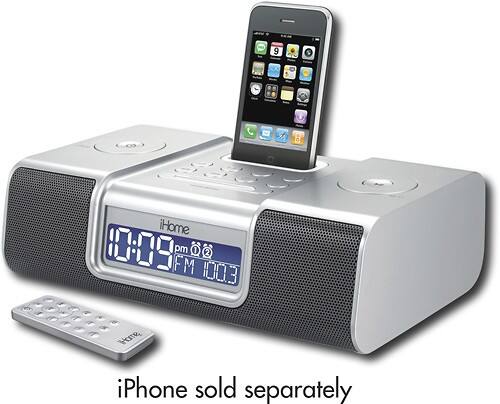 Angle Standard. iHome - Clock Radio for Apple® iPod® and iPhone - Silver.